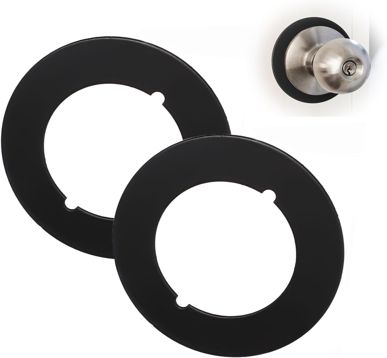 2Pcs Door Knob Plates round Version,Premium Iron Scar Plate for Door Knob Door Handle Reinforcement Fixing Cover,Door Lock Hole Backing Reinforcer Kit,Stainless Steel Material,Matte Black image number 5