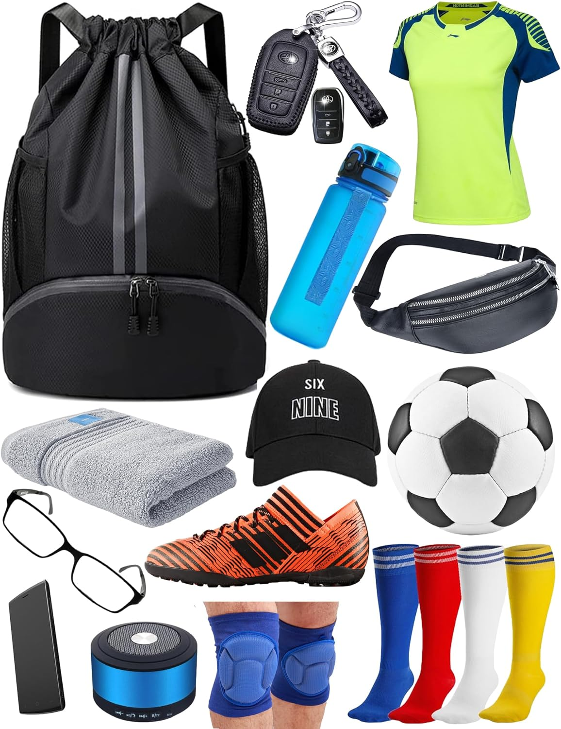 Outdoors Soccer Bag, Large Capacity Football Storage Bag, Portable Oxford Cloth Backpack, Waterproof Soccer Backpack with Ball Shoe Compartment Drawstring, Gym Bags for Basketball Volleyball image number 5