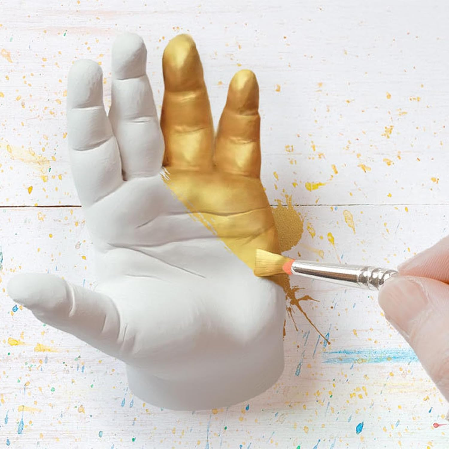 Baby Hand and Foot Casting Kit,Baby Plaster Hand Mold Casting Kit | Handprint Footprint Milestone Molding Ornament for Bedroom Living Room Tabletop Study Room image number 4