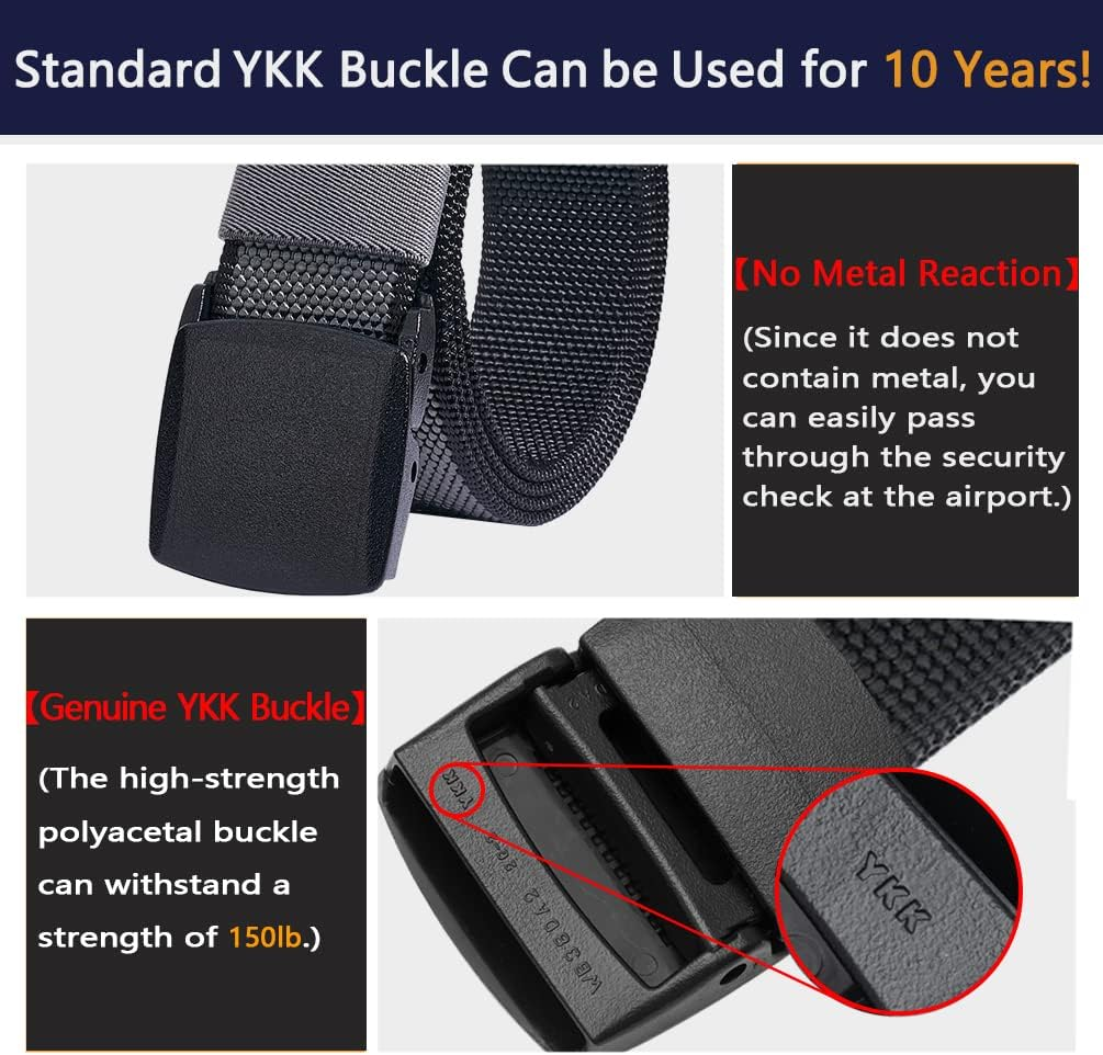 Lionvii Casual Belts for Men - 2 Colors in 1 Reversible with YKK Plastic Buckle - Adjustable Trim to Fit 28-49" Waist image number 4