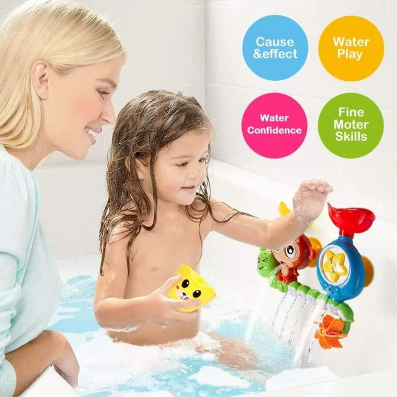 ATEKA Bath Toys for Toddlers Age 1 2 3 Year Old Girl Boy, Preschool New Born Baby Bathtub Water Toys, Durable Interactive Multicolored Toy, Lovely Monkey Caterpillar, 2 Strong Suction Cups image number 2