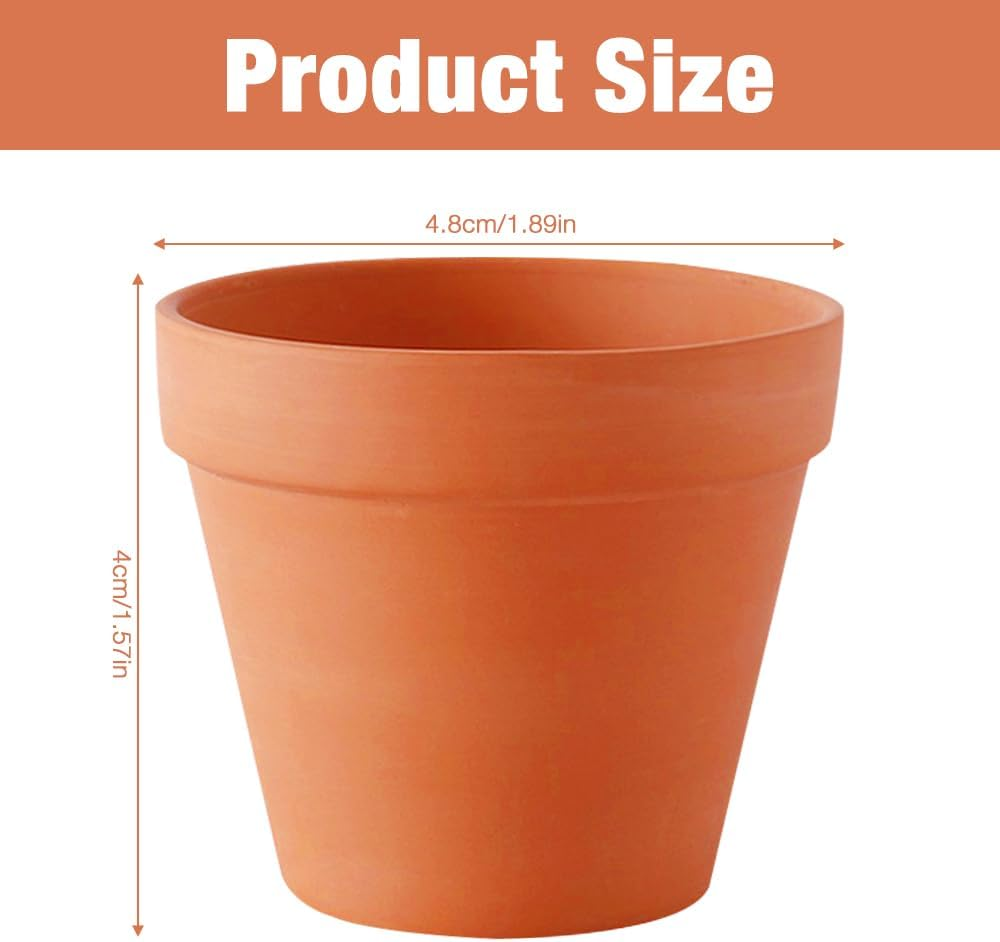 HIULLEN 24Pcs Terracotta Plant Pots, 4.8Cm Small Ceramic Plant Pots, Mini Flower Pots, Multi Purpose Mini Terracotta Pots for Plants, Flowers, Candle Making, and Painted Art image number 3