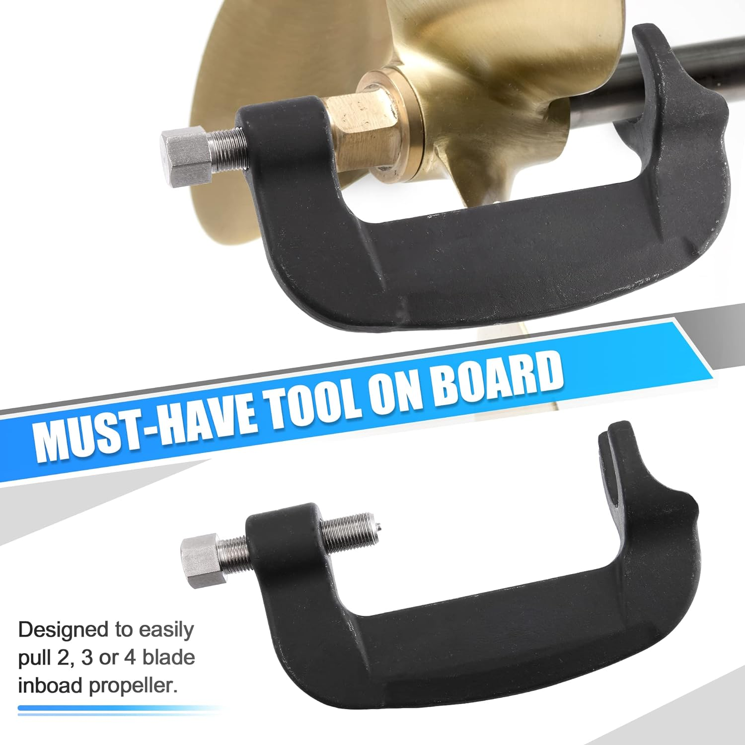 X AUTOHAUX Inboard Propeller Puller C Clamp Puller for Ski & Wakeboard Surf Propellers Fits 3/4" to 1-1/8" Shaft image number 3