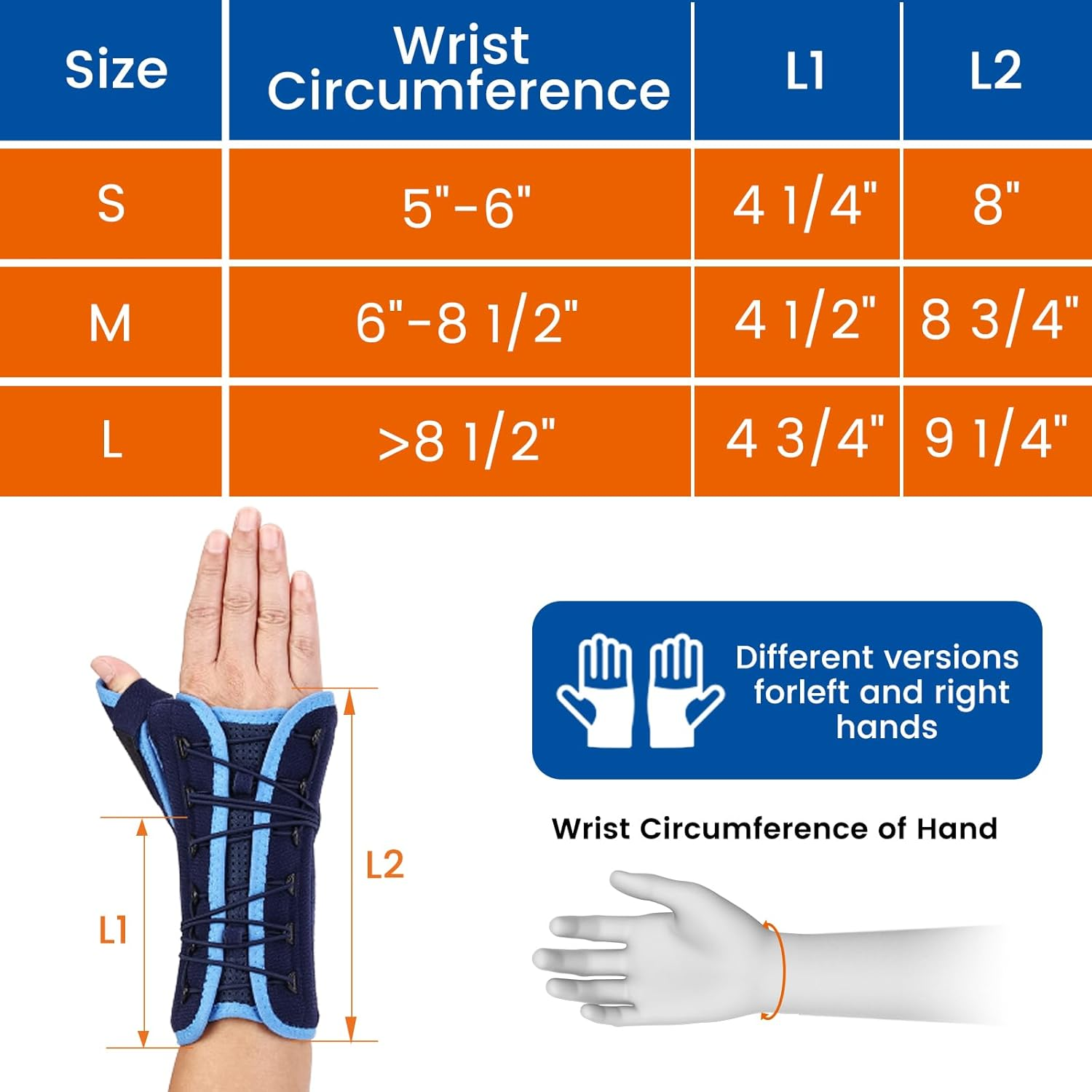 Willcom De Quervains Tenosynovitis Night Wrist Brace with Spica Splint Thumb Stabilizer Support for Tendonitis Sprains Arthritis Pain (Right Hand-M,6-8.5 Inch) image number 5