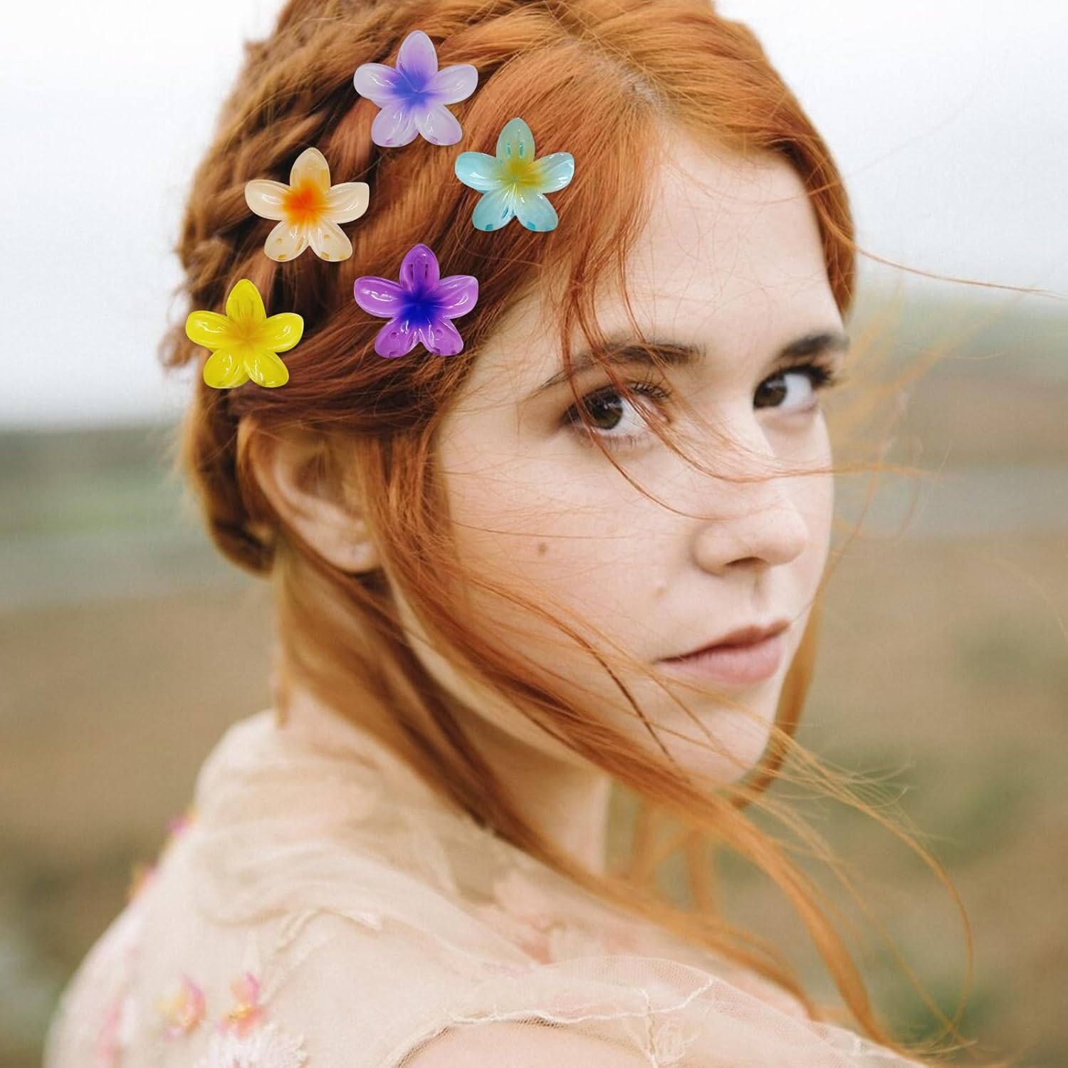 Pack of 16 Flower Hair Clips Small, 4 Cm Flower Hair Clips Women Girls Flower Hair Clip, Mini Hair Clips Flowers for Women Thin Thick Hair Hair Styling Accessories