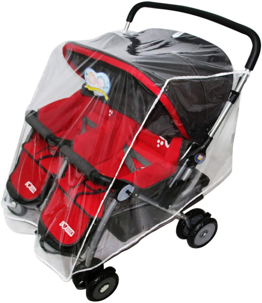 Double Stroller Rain Cover | Waterproof PVC Weather Shield - Universal Infant Travel System Rain Cover, Double Stroller Cover for Rain and Wind Xianers image number 1