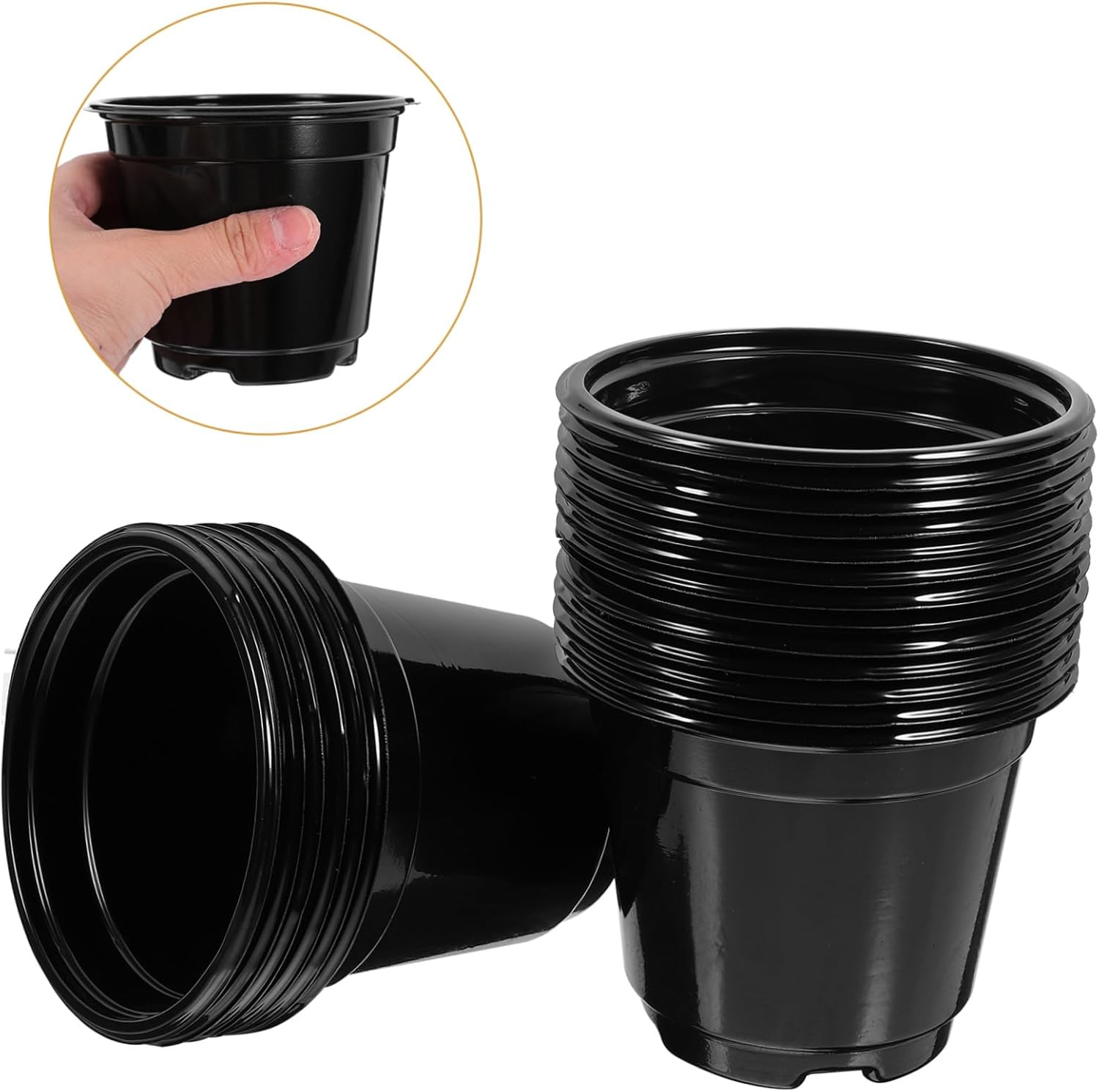 BCOATH 20Pcs Seedling Cup Plant Nursery Pots Drainage Plastic Gardening Planting Container for Greenhouse Grow for Germination Pot and Garden Supply image number 1