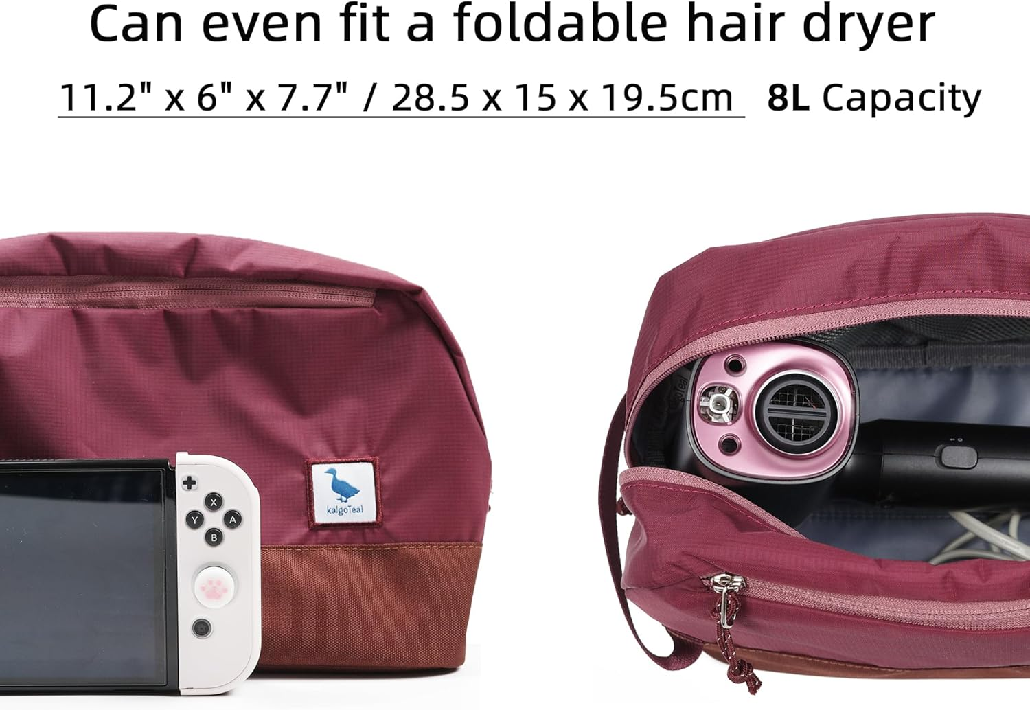 Kalgoteal Travel Toiletry Bag 8L for Women, Large Packing Cube with Waterproof TPU Wet/Dry Compartment image number 6