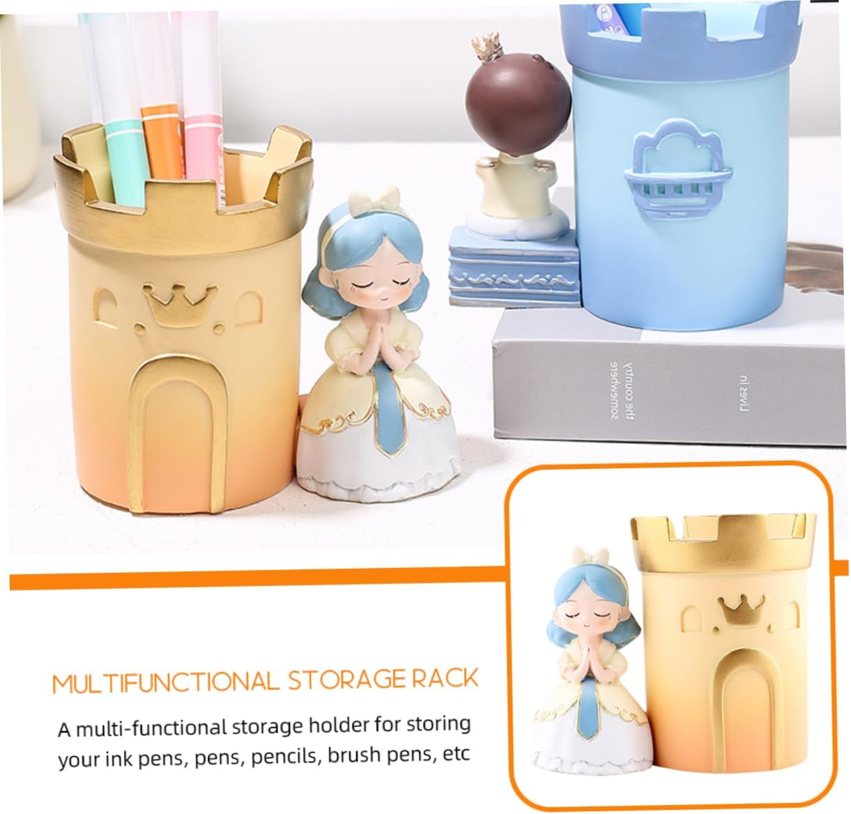 BCOATH Cartoon Figure Resin Pen Holder Unique Desk Organizer for Pens Pencils and Office Supplies Adorable Home Decor for Boys and Girls and Adults Multipurpose Storage Bucket image number 1