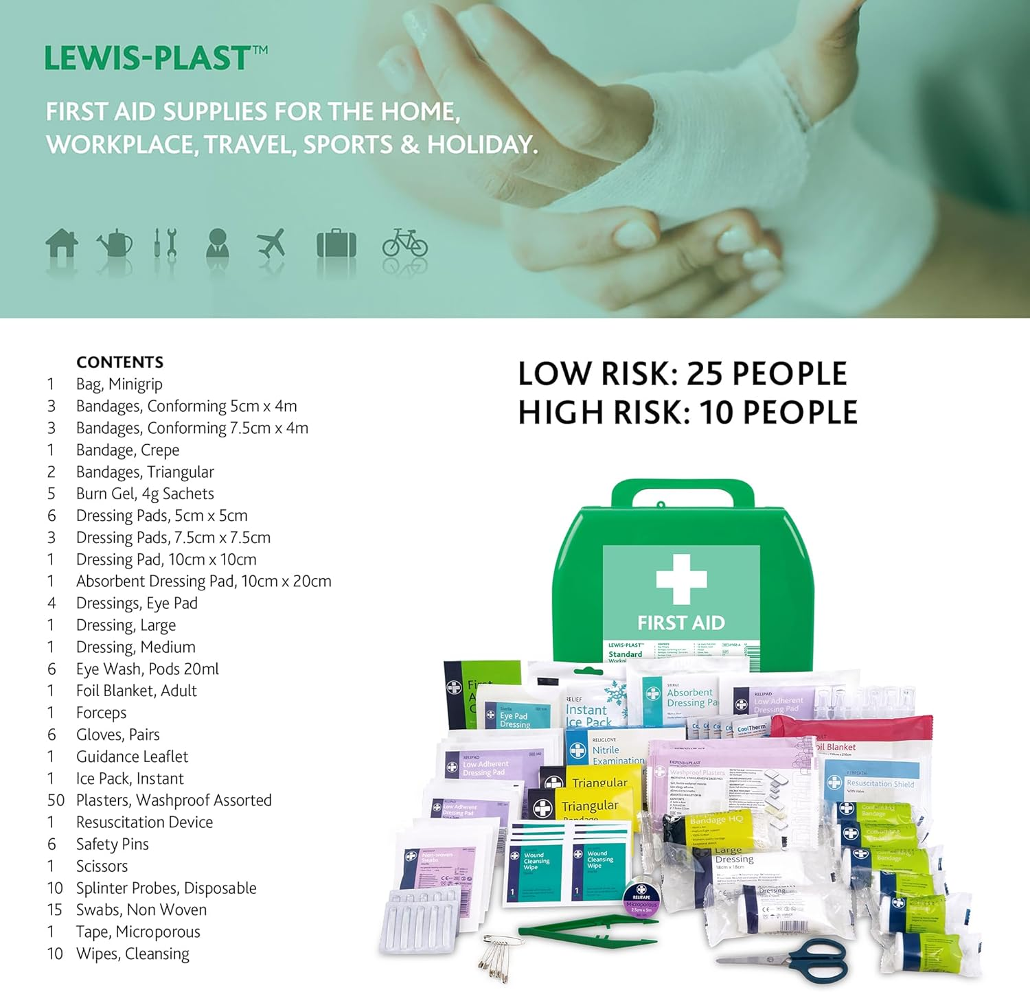 Lewis-Plast Standard Workplace First Aid Kit &ndash; 142 Piece, Office & Facility Safety Essentials, 25 Person, Australian & New Zealand Guidelines - Medium image number 5