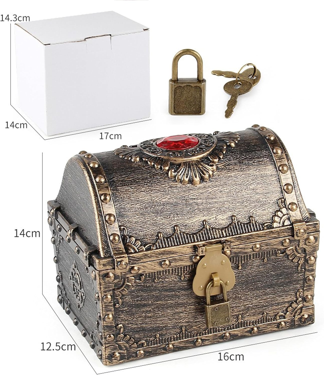 Large Treasure Chest for Kids, Plastic Pirate Chest Decorative - Teacher'S Classroom Prize Treasures Collection Storage Box with Lock and Key for Birthday, Halloween, Christmas Party image number 3