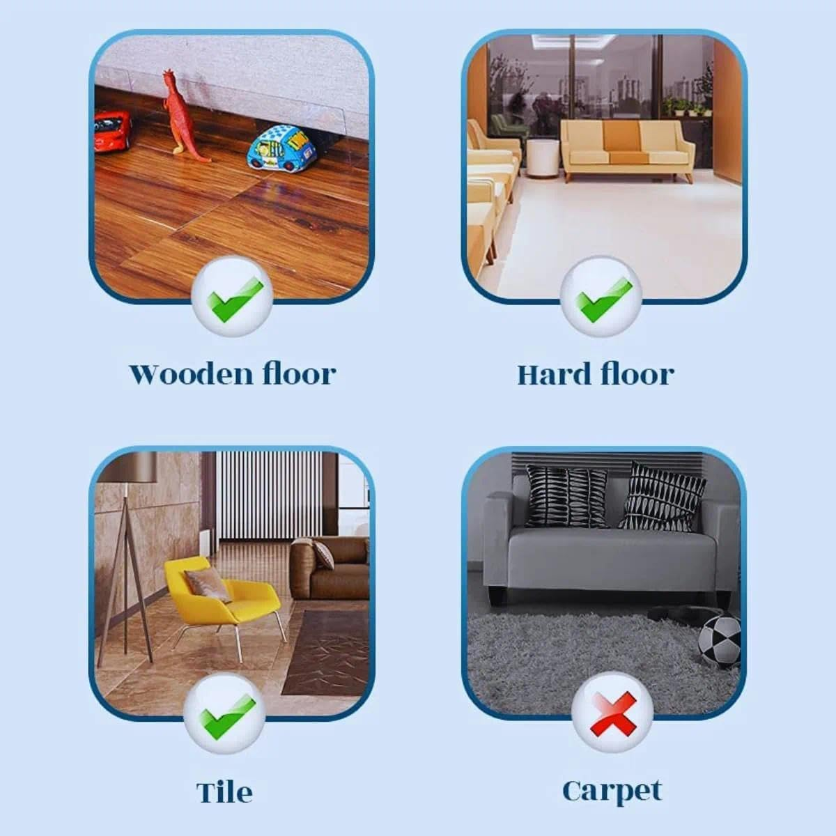 Under Bed Blocker for Toys, Furniture Gap Barrier to Stop Clutter and Dust, PVC Adjustable Clear Guards for Gaps up to 4.5 Inches (8 Pack) - CRFY image number 2