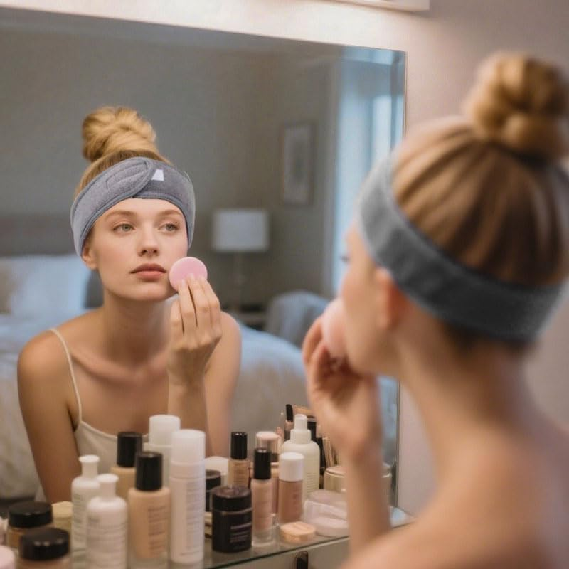 Pack of 3 Spa Facial Headband Makeup Hair Band Women (Black) image number 1