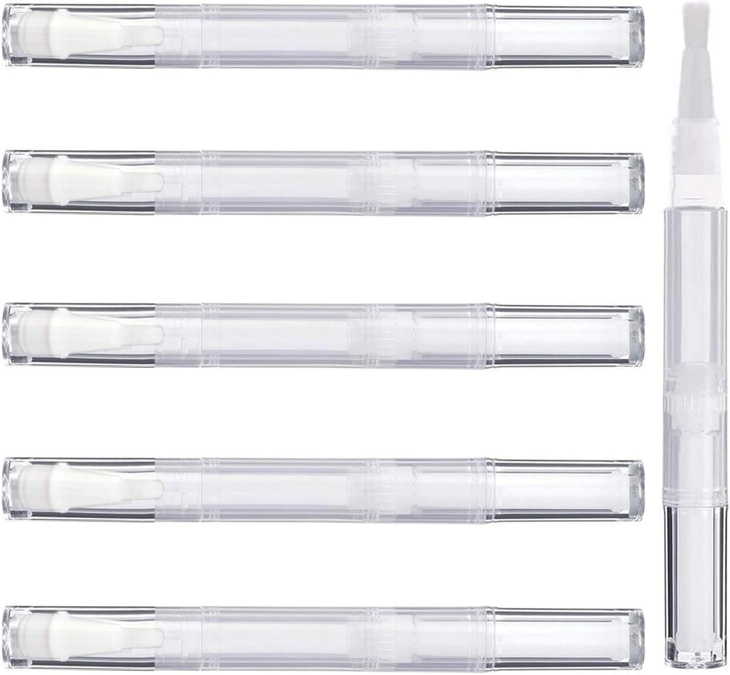 6Pcs 3 Ml Transparent Twist Pen,Transparent Twist Pen Empty Nail Oil Pen Brush,Empty Nail Oil Pen with Brush Tip,Disposable Nail Twist Pens, Empty Nail Oil Pen,Empty Cuticle Oil Twist Pen Brush image number 1