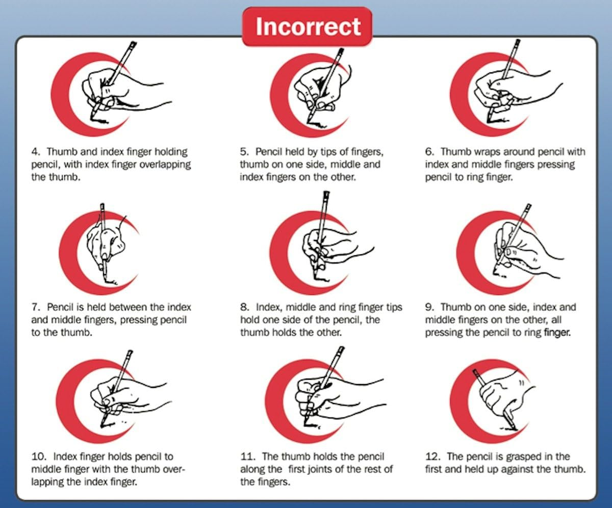 The Pencil Grip Crossover Grip Ergonomic Writing Aid for Righties and Lefties, 12 Assorted Classic Colors (TPG-17812)