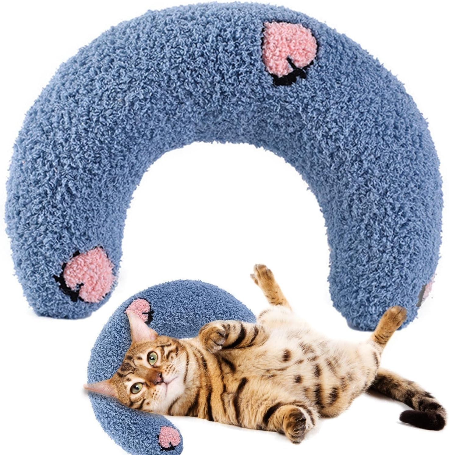 Small Pillow for Cats Head | Fashion Neck Protector Deep Sleep Puppy U-Shaped Pillow - Half Donut Cat Pillow for Cats Bed Mat, and Small Dogs Puppy