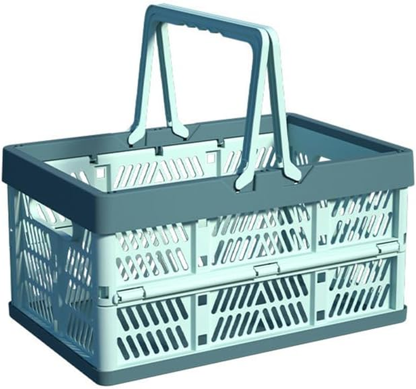 AIMALL Foldable Picnic Basket, Portable Shopping Basket for Vegetables and Fruits, Durable Plastic in 3 Colours, 12"X8"X6.5"