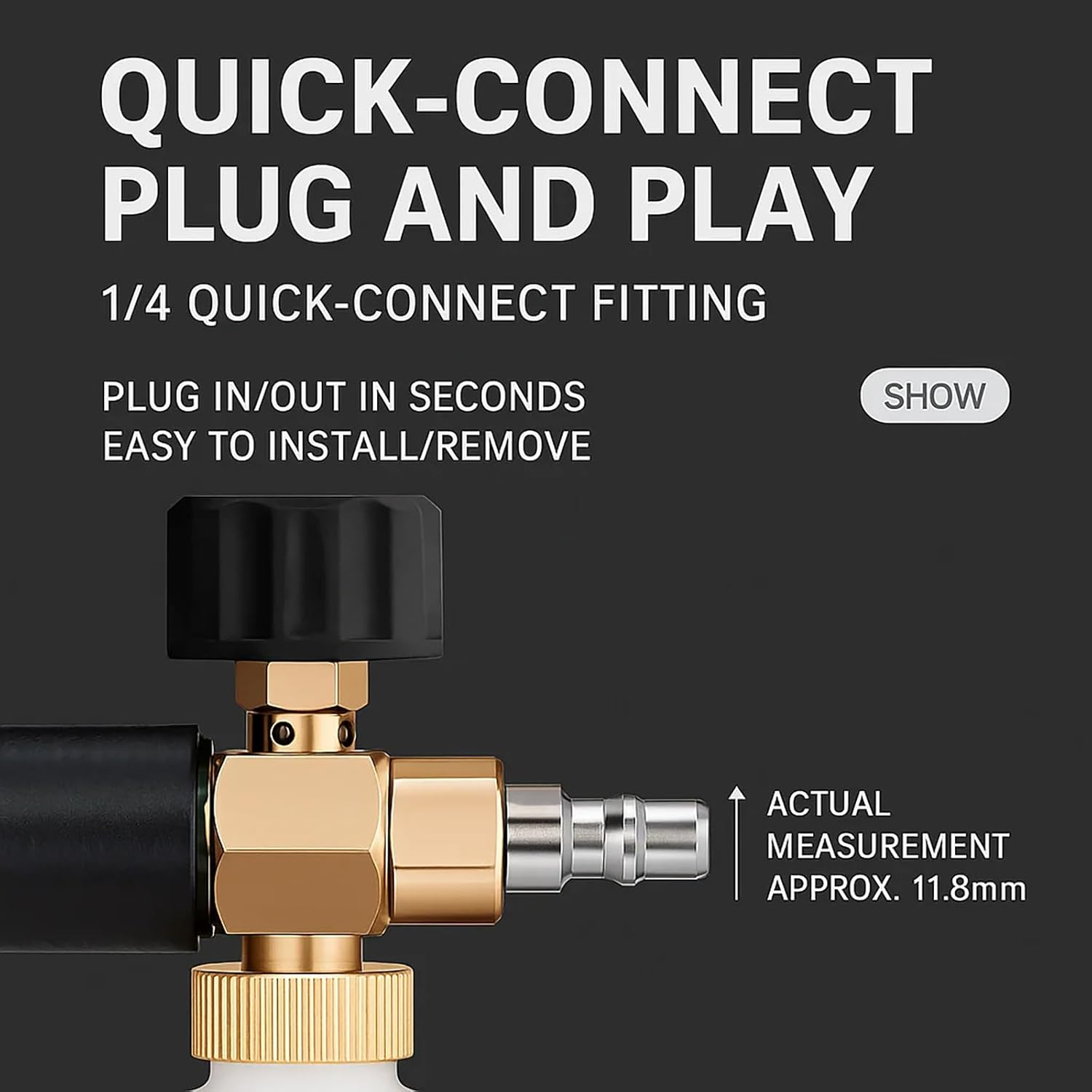 Car Wash Foam Sprayer, Adjustable Foam Cannon with 360&deg; Rotating Nozzle, Quick-Connect & Soap Dial for Thick Suds, Cars, Windows, Roof Cleaning, 1L image number 2