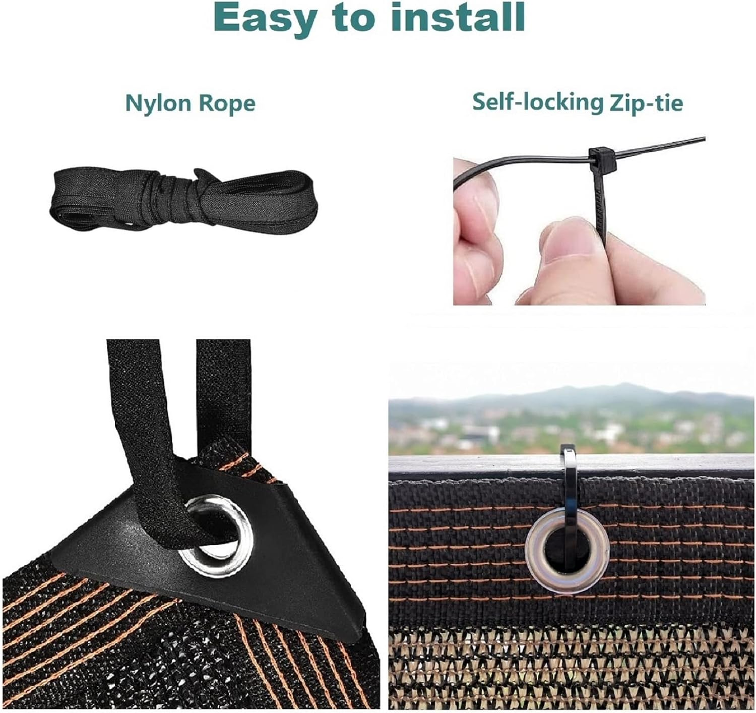 Fence Privacy Screen Balcony Sun Shade Cloth 3'3"X9'9" 80% Shade Fabric Outdoor Patio Screens Mesh Panels Apartments Railing Cover UV Protection for Backyard Garden Porch Deck image number 6