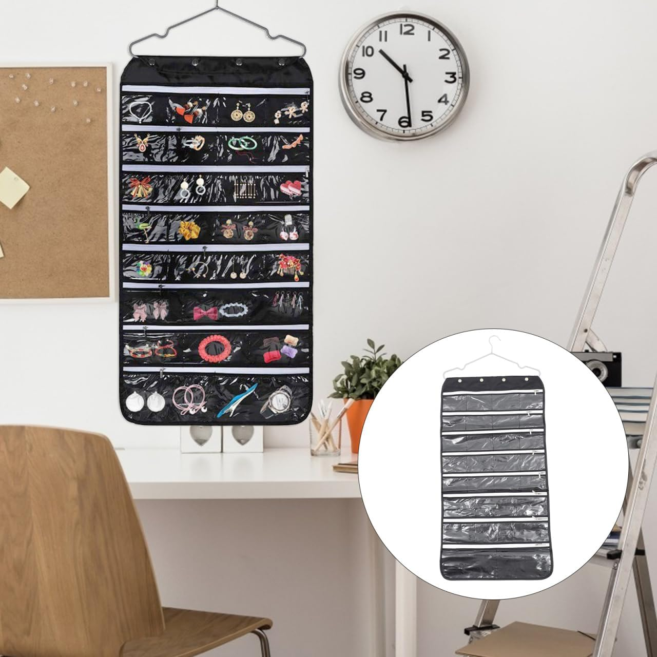 ULTECHNOVO Jewellery Organiser 56 Pockets: Jewelry Hanging Pouch Organizer for Necklaces Bracelets Earrings Accessories Sundries Storage Bag for Travel Home Closet - 1Pcs