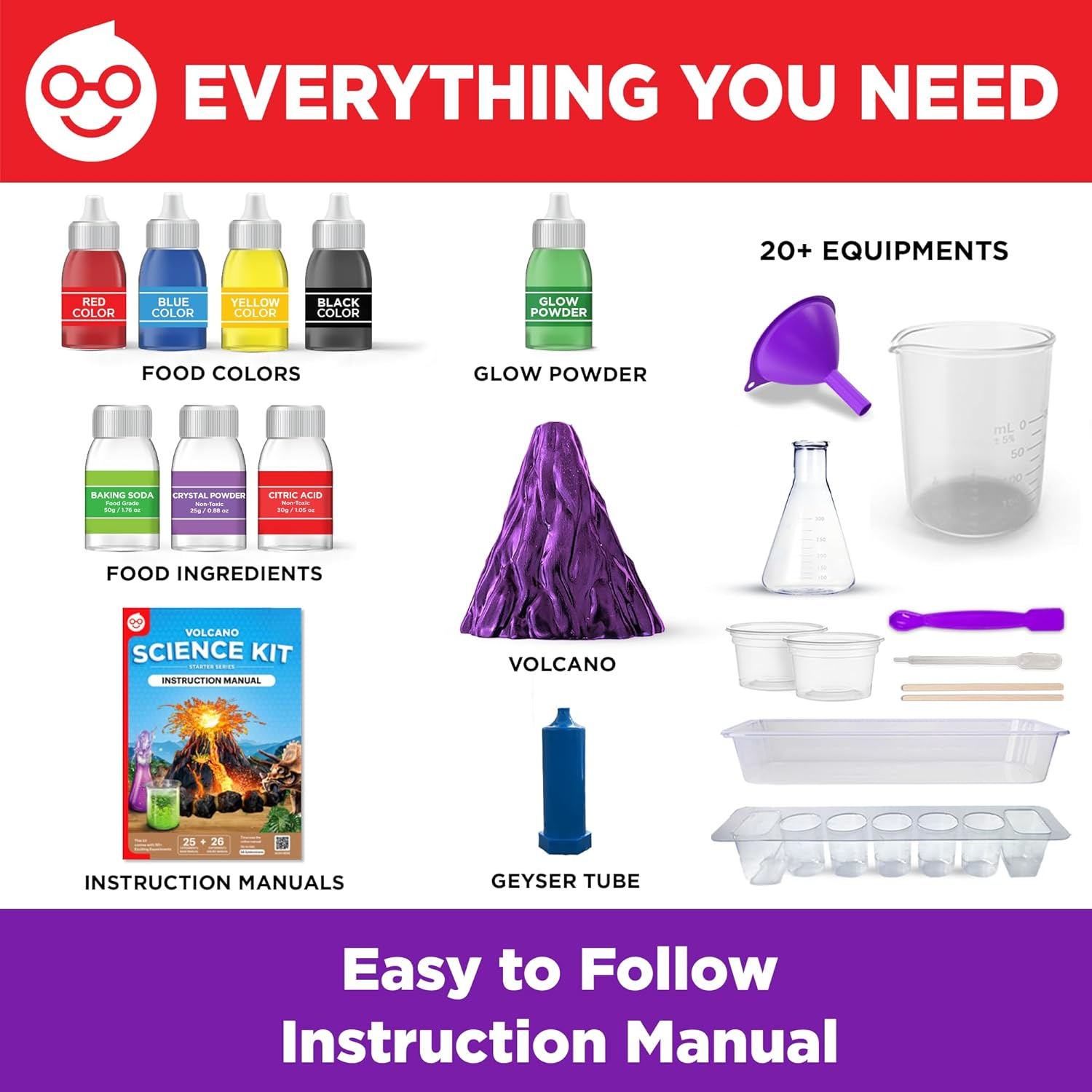 Doctor Jupiter Volcano Science Kit for Kids Ages 6-8-10-12-14| Easter, Birthday Gift Ideas for 7,8,9,10,11,12,13,14 Year Old Boys & Girls| STEM Learning & Educational Toys with 50+ Experiments