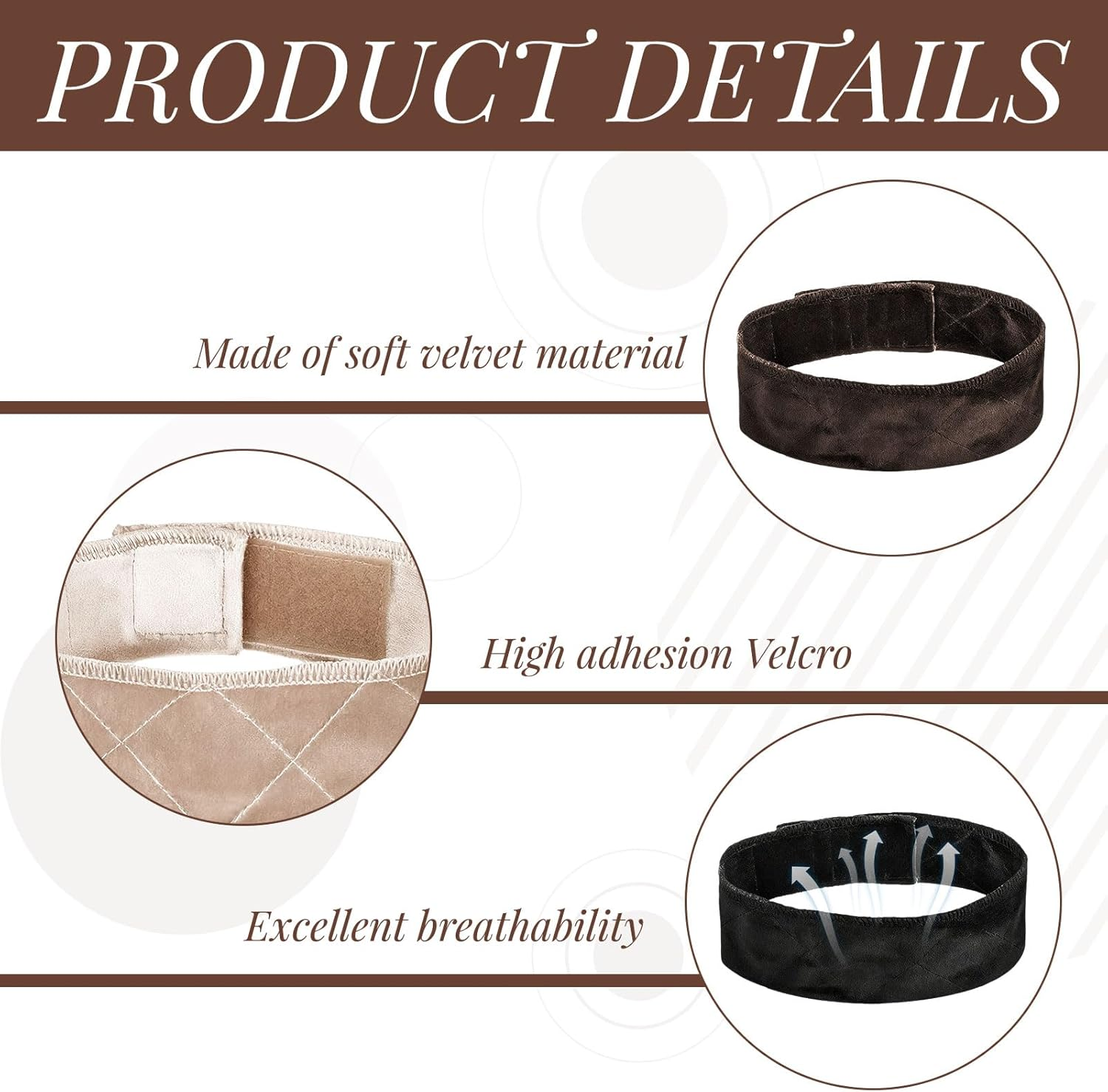 Wig Grip, 3 Pcs Wig Head Band, Adjustable Velveting Wig Cap Headband, Non Slip Breathable Head Band, Elastic Velvet Head Bands for All Day Wear, Keep Comfortably Secured in Place image number 5