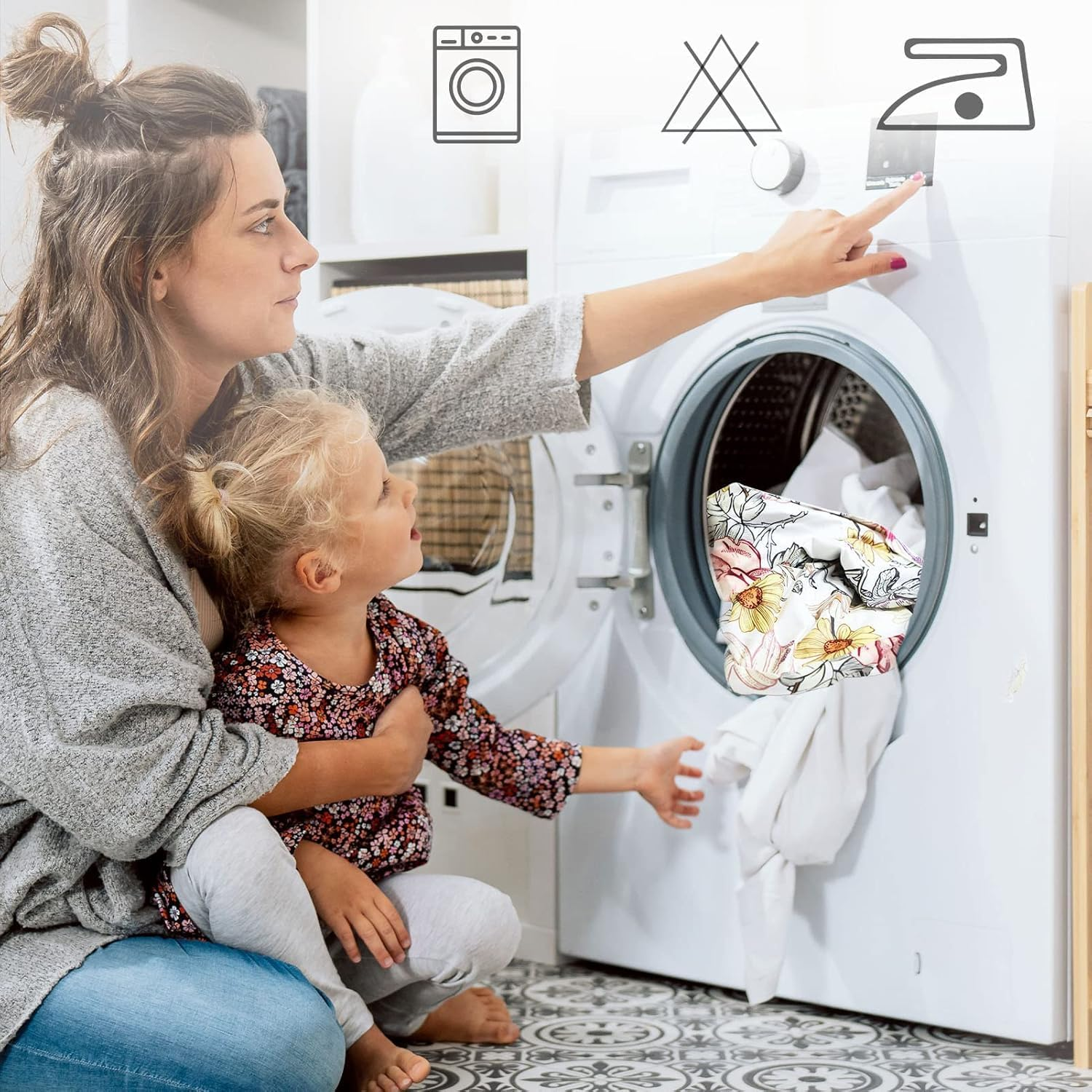 Floral Breastfeeding Pillow for Baby Girls, HNHUAMING Nursing Pillow with Stretchy Nursing Pillow Cover to Breastfeeding, Tummy Time, New Mom Essentials Breast Feeding Pillow image number 1