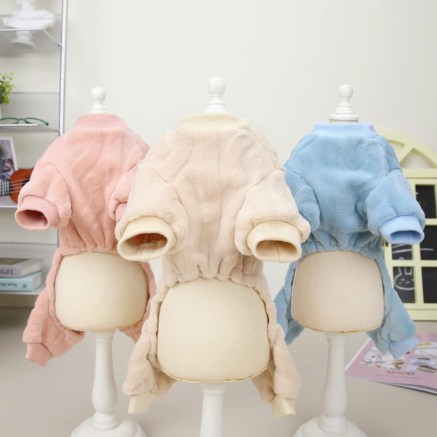 Izefia Dog Sweater Dog Clothes Fleece Dog Woolen Sweater Winter Warm Sweat Shirt 4 Legs Jumpsuit Pajamas Twist Print Sweater for Small Dog Medium Dog Cat Pink XXL image number 4