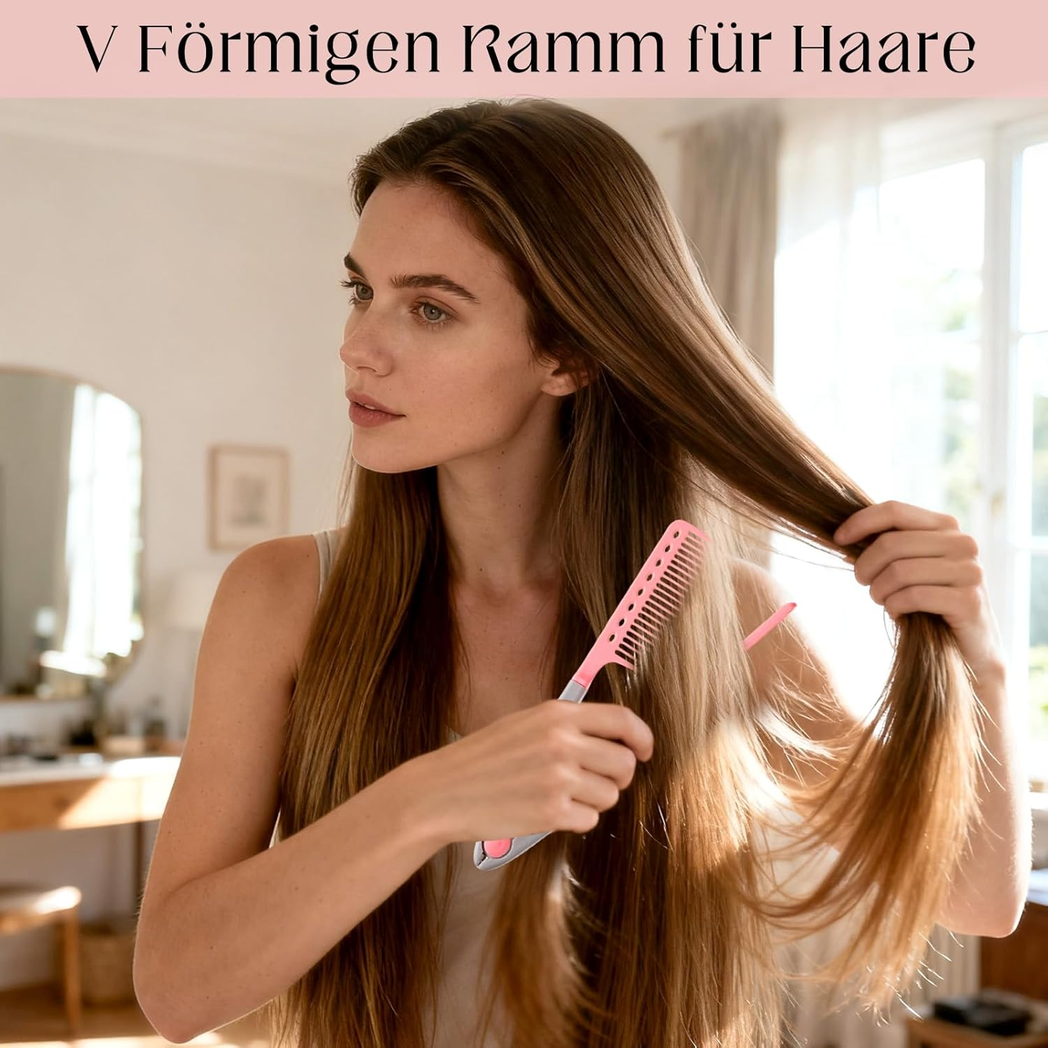 Straightening Comb for Hair, Hair Brush, Straightening Comb for Irons, V-Shaped Ironing Accessories, Styling Brush for Dating, Holiday, Commuting, Home, Travel image number 6