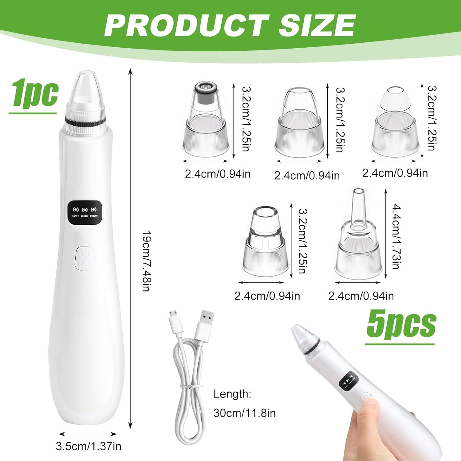 Visual Blackhead Remover Pore Vacuum, Blackhead Extractor with 5 Detachable Probes, USB Rechargeable Facial Pore Cleaner Kit for Deep Cleansing Acne Treatment on Nose & Face, Men & Women Beauty Device