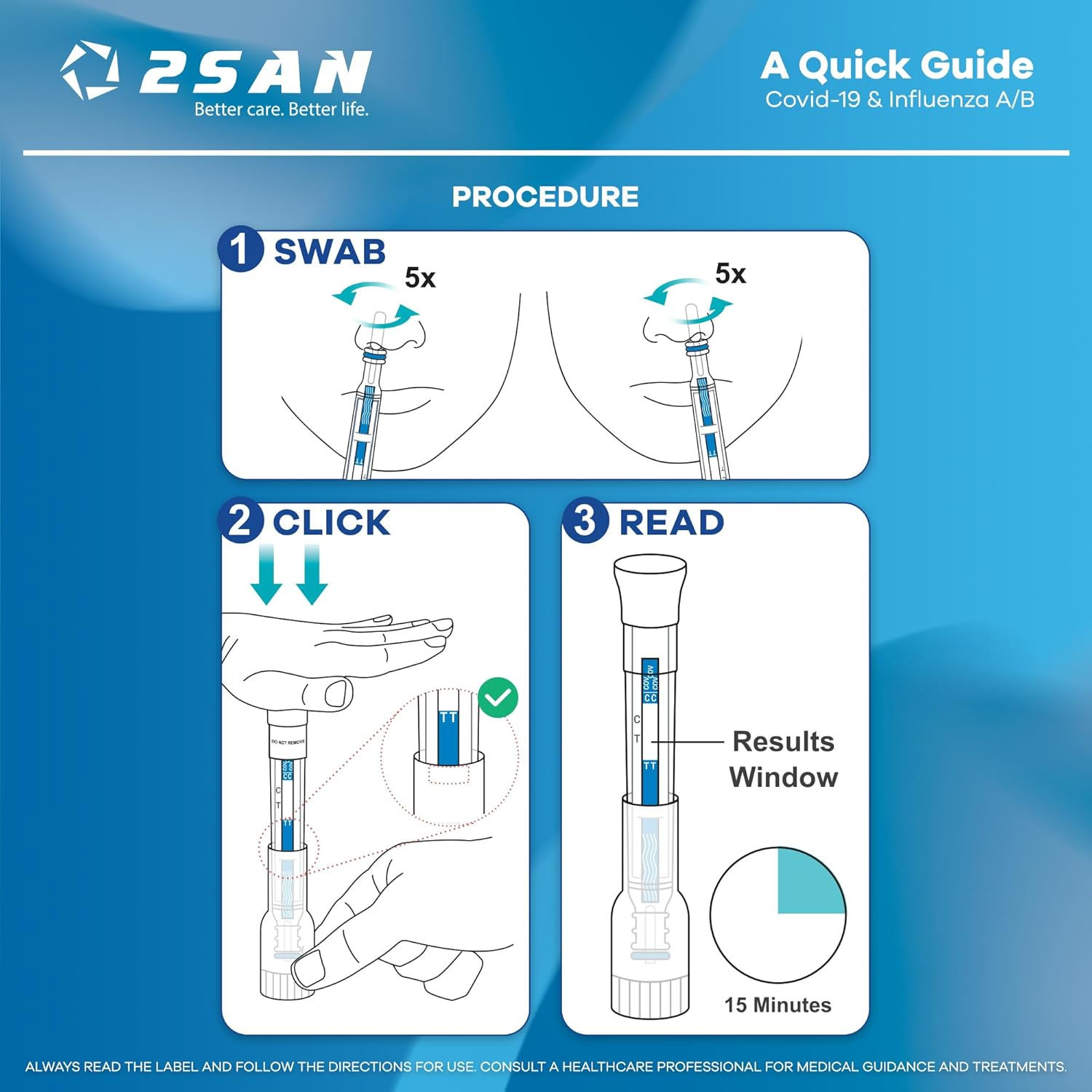 2San COVID-19 & Flu A/B Test &ndash; Results in 15 Minutes &ndash; 5-Pack (5 Test) &ndash; Rapid Antigen Home Test &ndash; Clinically Accurate &ndash; Easy, Non-Intrusive Nasal Swab &ndash; Detects Flu & COVID image number 5