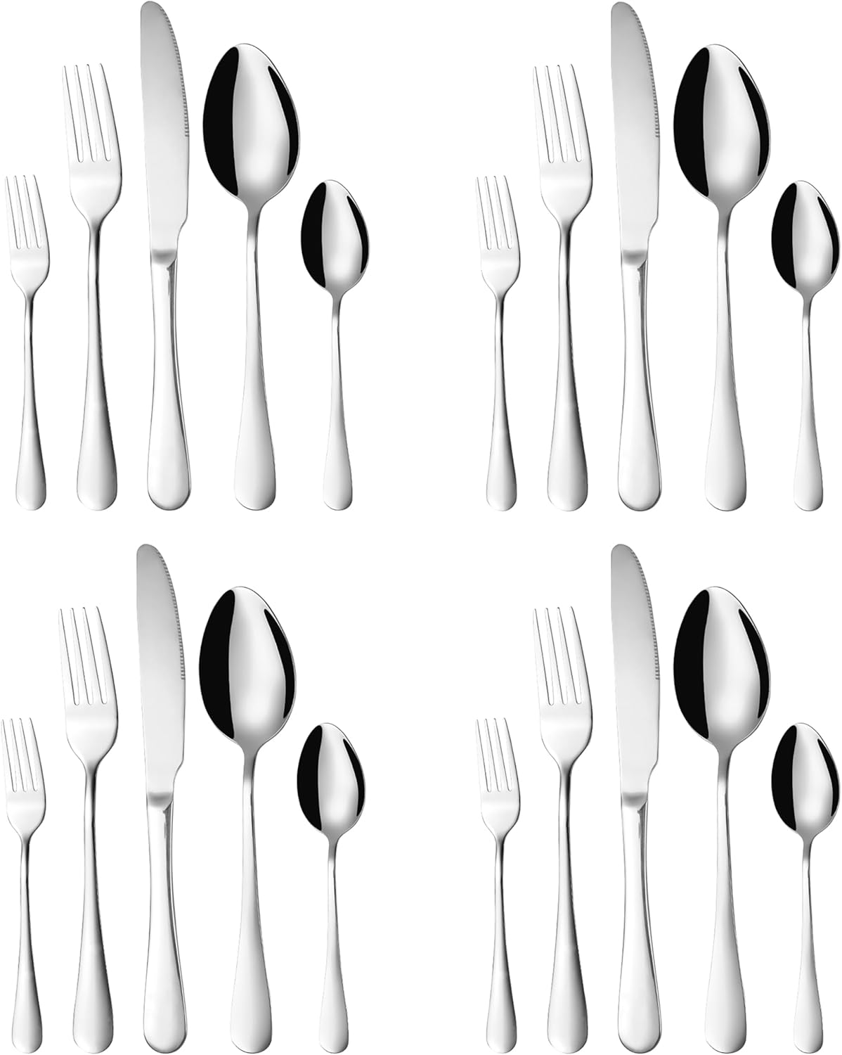 Tongke Flatware Set 20 Pieces, Stainless Steel Cutlery Set Silverware Set with Knife Spoon Fork, Service for 4, Dishwasher Safe, Ideal for Home Daily Use, Silver image number 1
