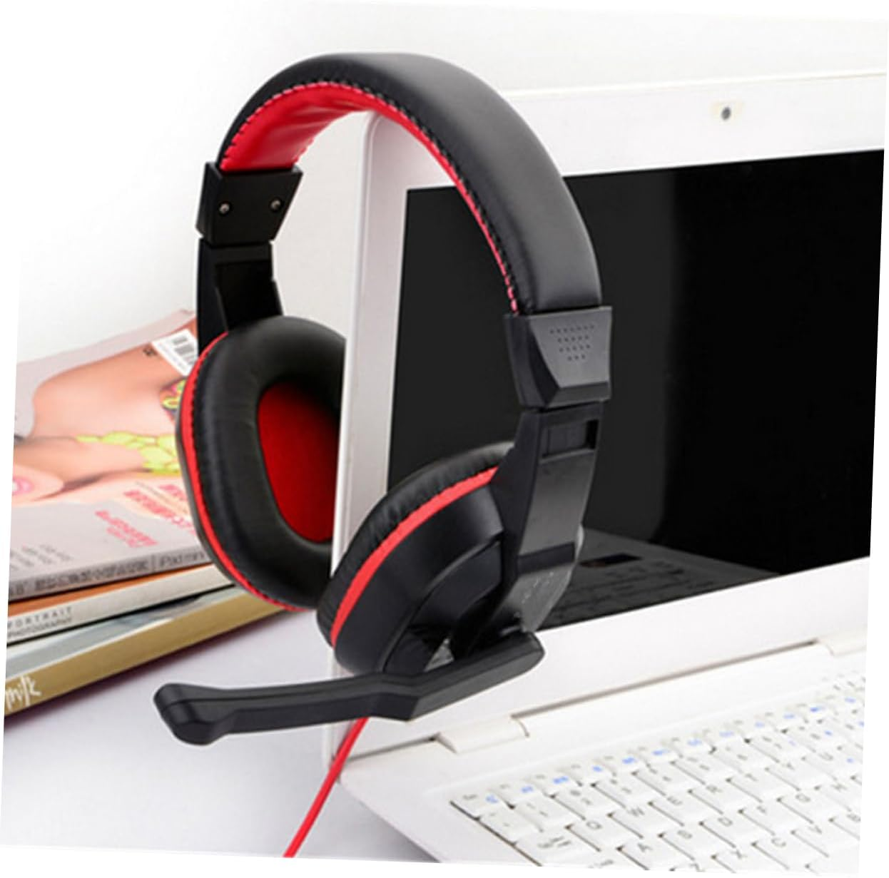 KOMBIUDA Wired Headphones Noise-Canceling Technology over Ear Stereo Headset Microphone Adjustable Game Headphones for Pc Laptop Random Color image number 1