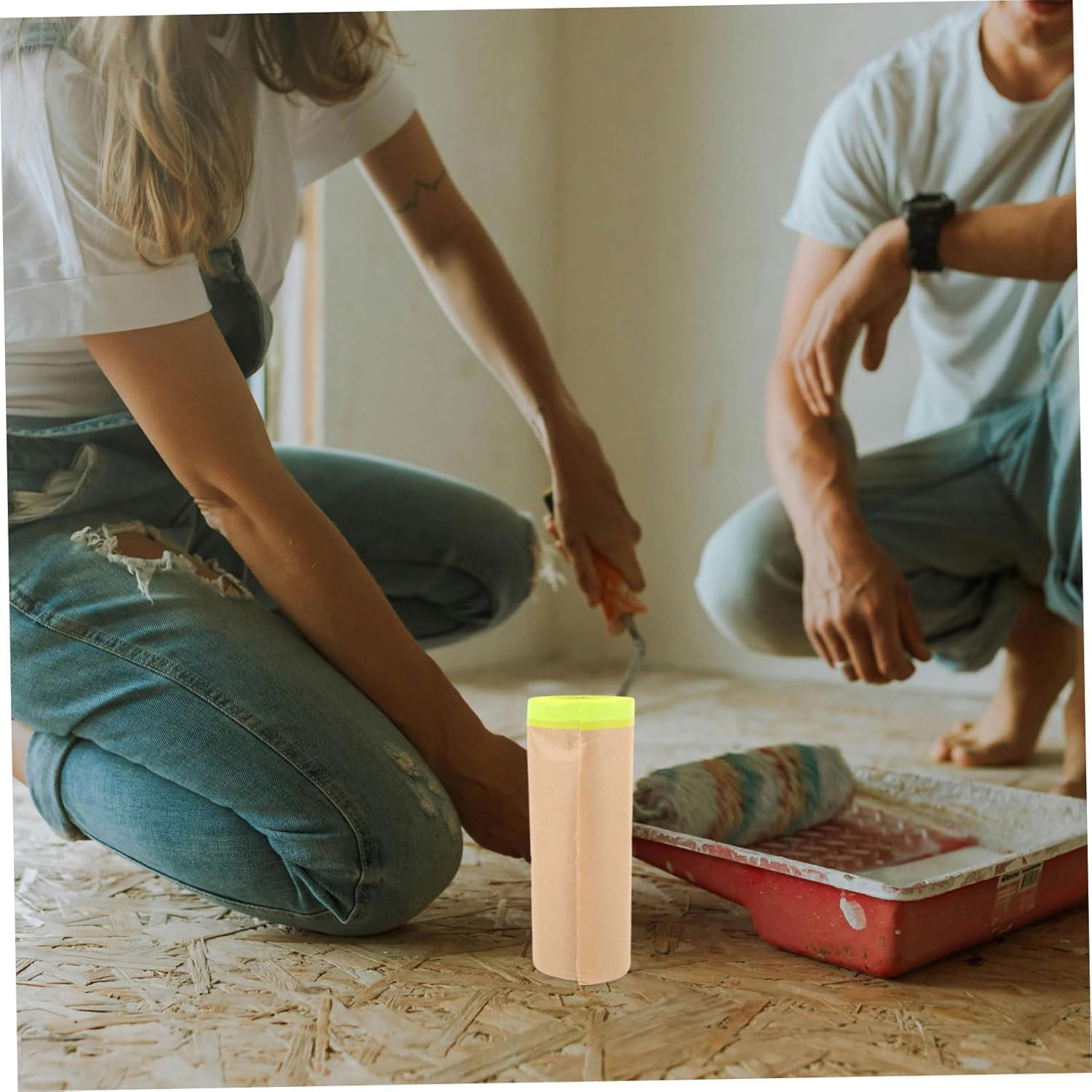 DOITOOL Kraft Paper Masking Film for Spray Painting Paint Masking Paper Self-Adhesive for Furniture and Car Protection image number 5