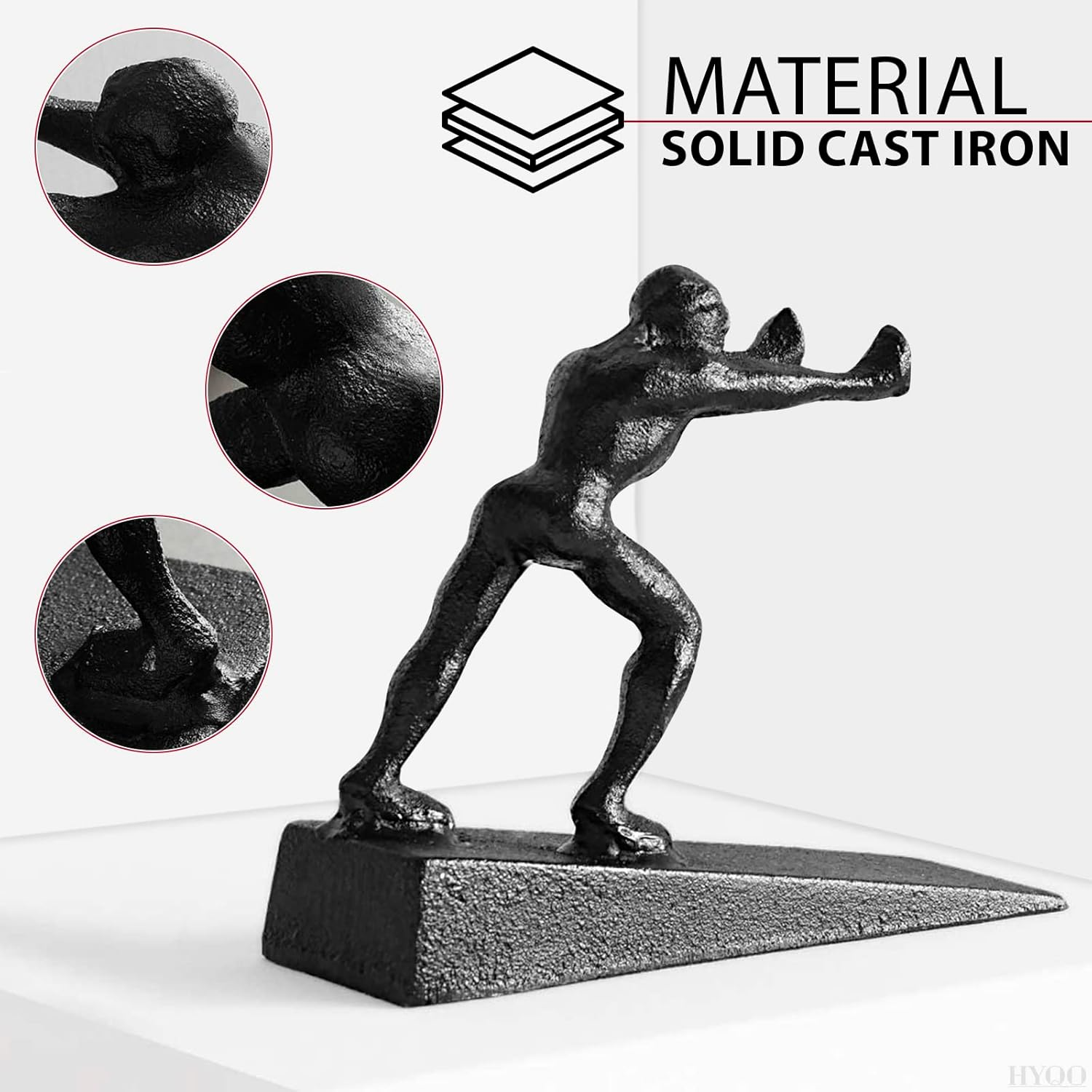 Cast Iron Door Stop - Decorative Door Stoppers for Bottom of Door, Black Metal Doorstop Decorative, Durable Heavy Build - Designed for Home Use, Hallway Area, Entryways & Office Spaces image number 6