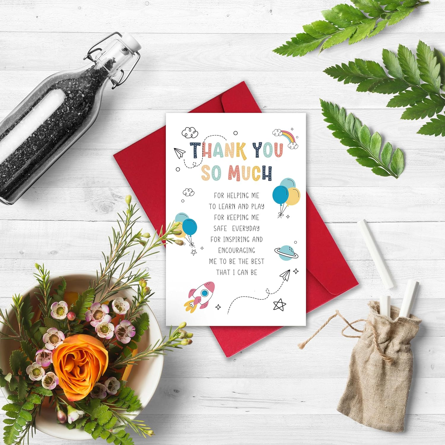 Bewoow Heartfelt Thank You Card for Teacher, End of Year Gifts for Child&rsquo;S Teachers, Cute Teacher Appreciation Card, Thank You Gift for Preschool Teacher or Nursery Teacher, Thank You so Much Card