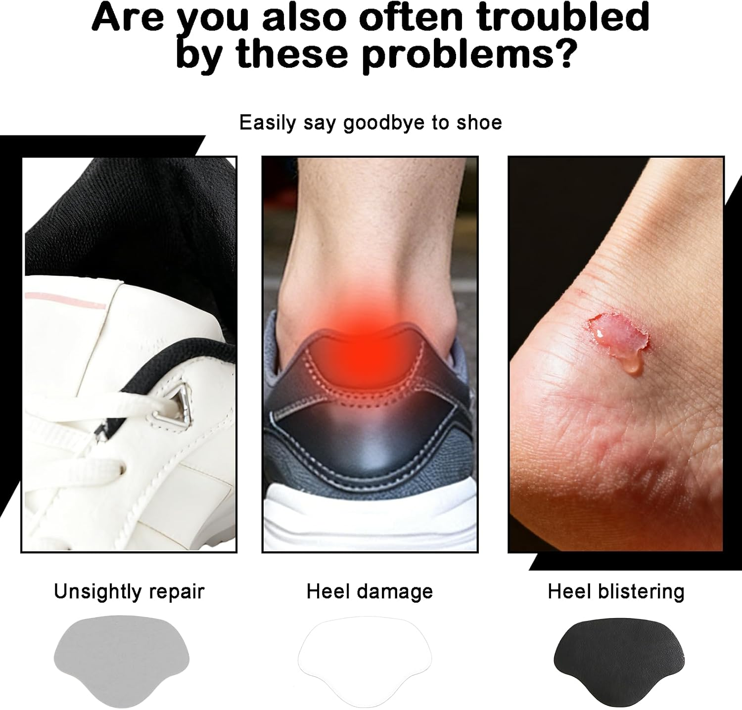 18 Pack Self-Adhesive Heel Repair Patches, Durable Leather Inserts for Hole Repair & Shoe Glue Sole Repair, Comfortable for High Heels, Sneakers, Leather Shoes (White, Gray, Black)