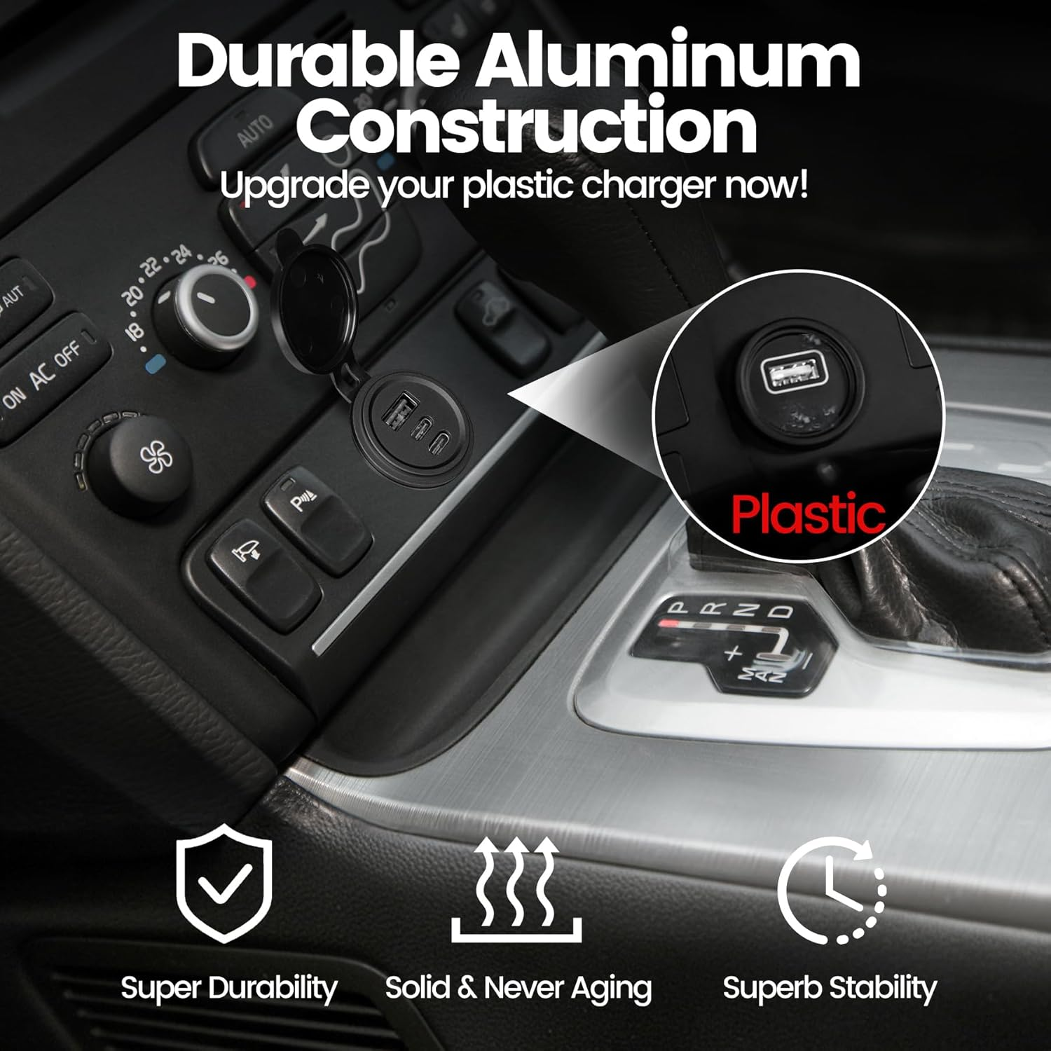 12V USB C Socket Campervan USB Outlet All Aluminum, 68W Dual Port Type C PD 3.0 & QC3.0 Fast Charger Waterproof for Camper Van Trailer Caravan Boat Truck Motorcycle (2 Pack) image number 5