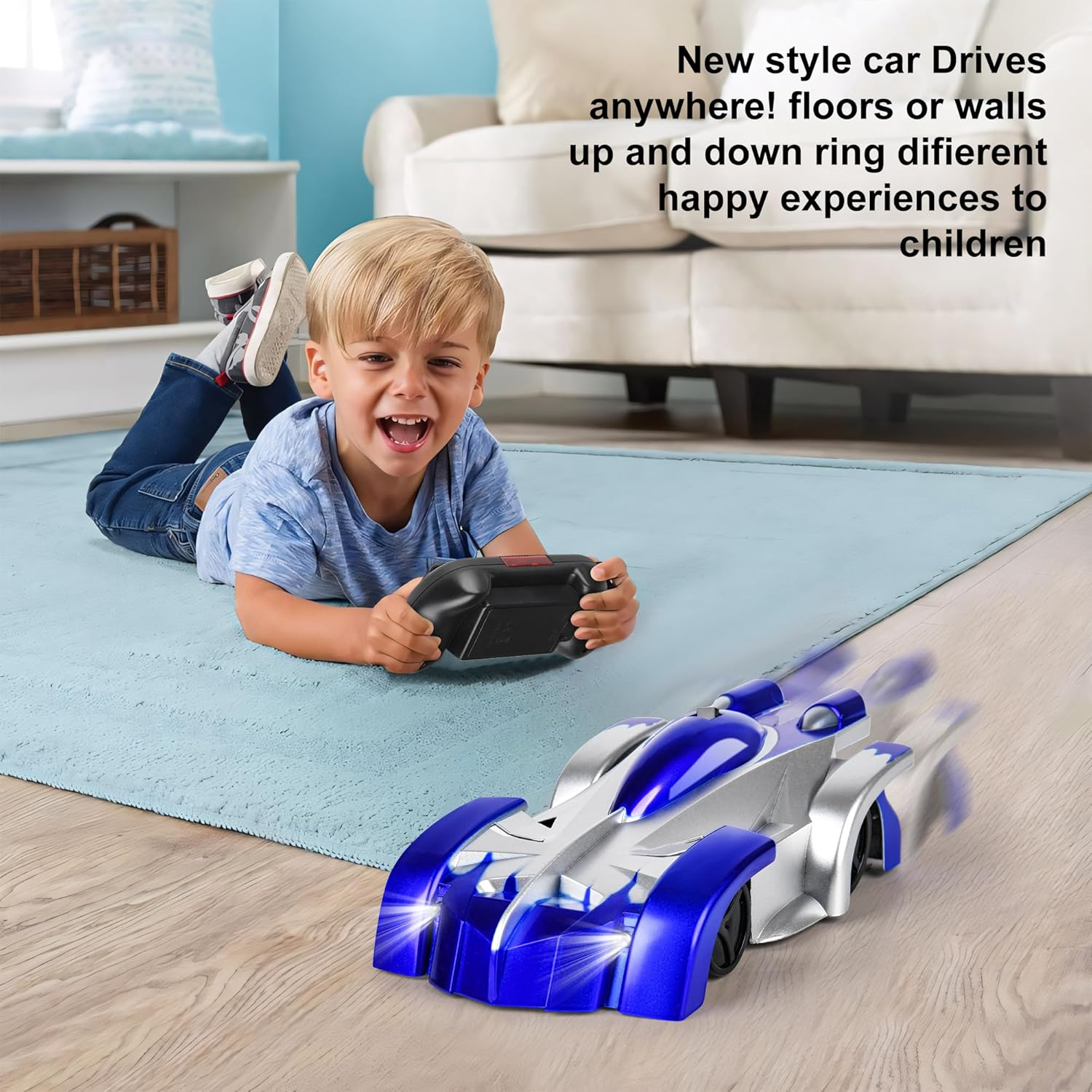 Rechargeable Wall Climbing RC Car with 360&deg; Stunt Rotation and LED Headlights - Perfect Boys' Toy for Ages 3+ | Ideal Christmas & Birthday Gift