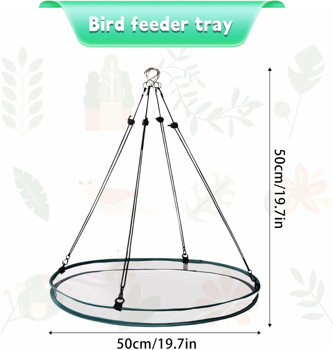 Lyreh 2 Pcs Bird Seed Shell Trays with 8 Pcs Hooks, Hanging Bird Seed Tray Holder Platform Feeder for Attracting Birds Outdoors Backyard Home Garden image number 4