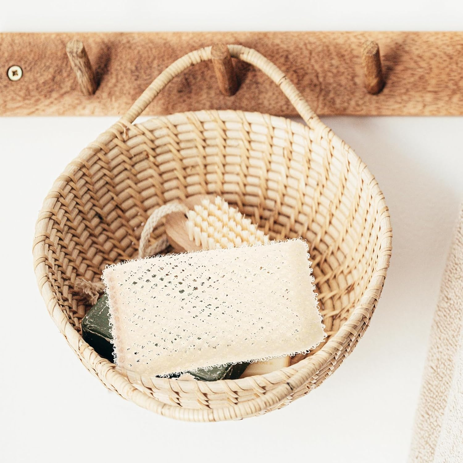 Exfoliating Soap Saver Pouch, Nylon Mesh Soap Bag for Bar Soap, Travel Soap Sack for Shower, Beige, 14X8X4Cm