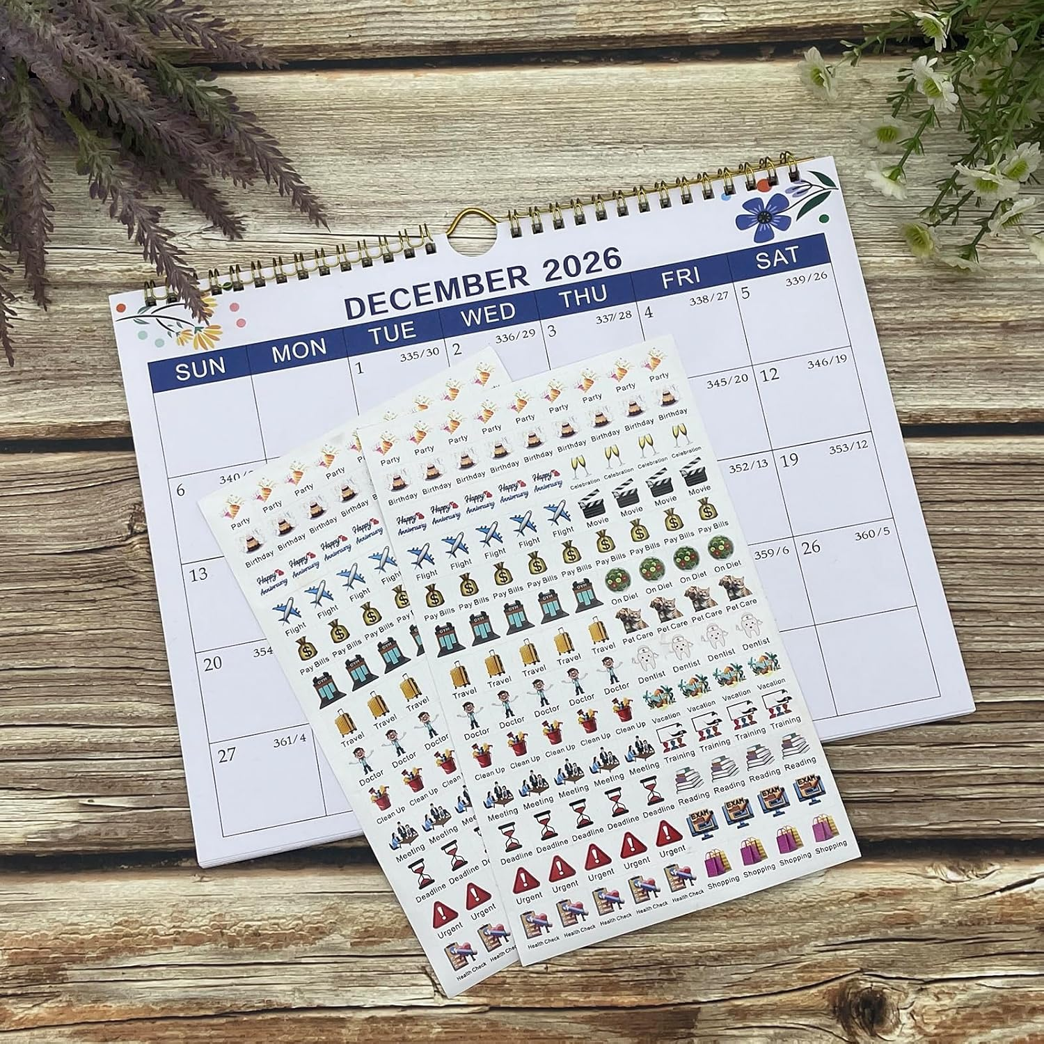 2025-2026 Wall Calendar (March 2025-Dec 2026) | 22-Month Planner with Julian Dates & Bonus Stickers | 28X22Cm Large Grid Design for Home School, or Office Planning