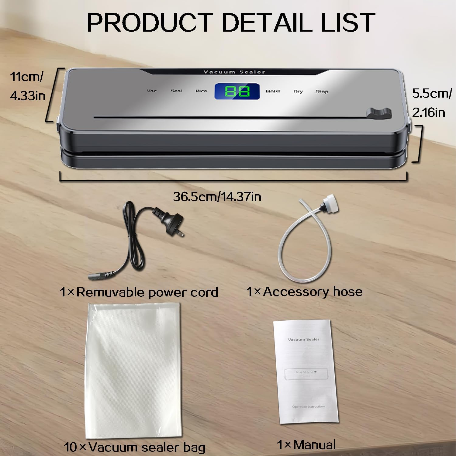 Vacuum Sealer Machine, 6-In-1 Automatic Sealing Food Saver Machine,One Touch Automatic Sealing, Fast-Compact Food Sealer with 10Pcs Airtight Bags & External Vacuum Tube，Built-In Cutter(Grey) image number 1