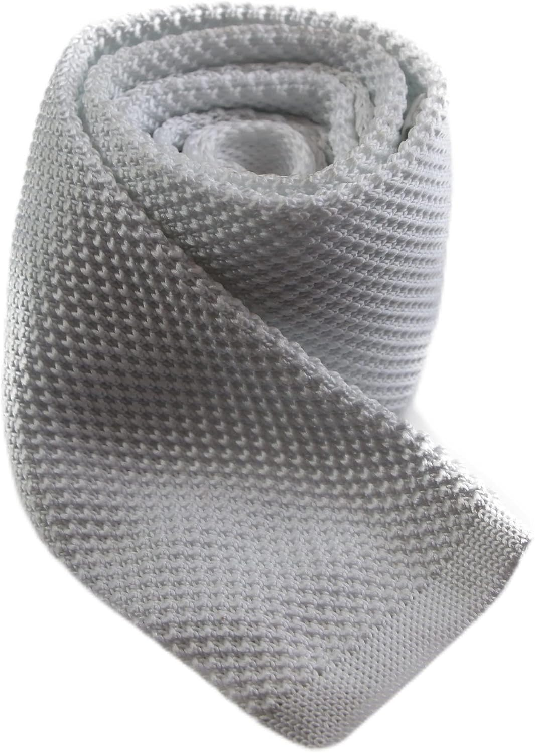 Mens White Knitted Neck Tie