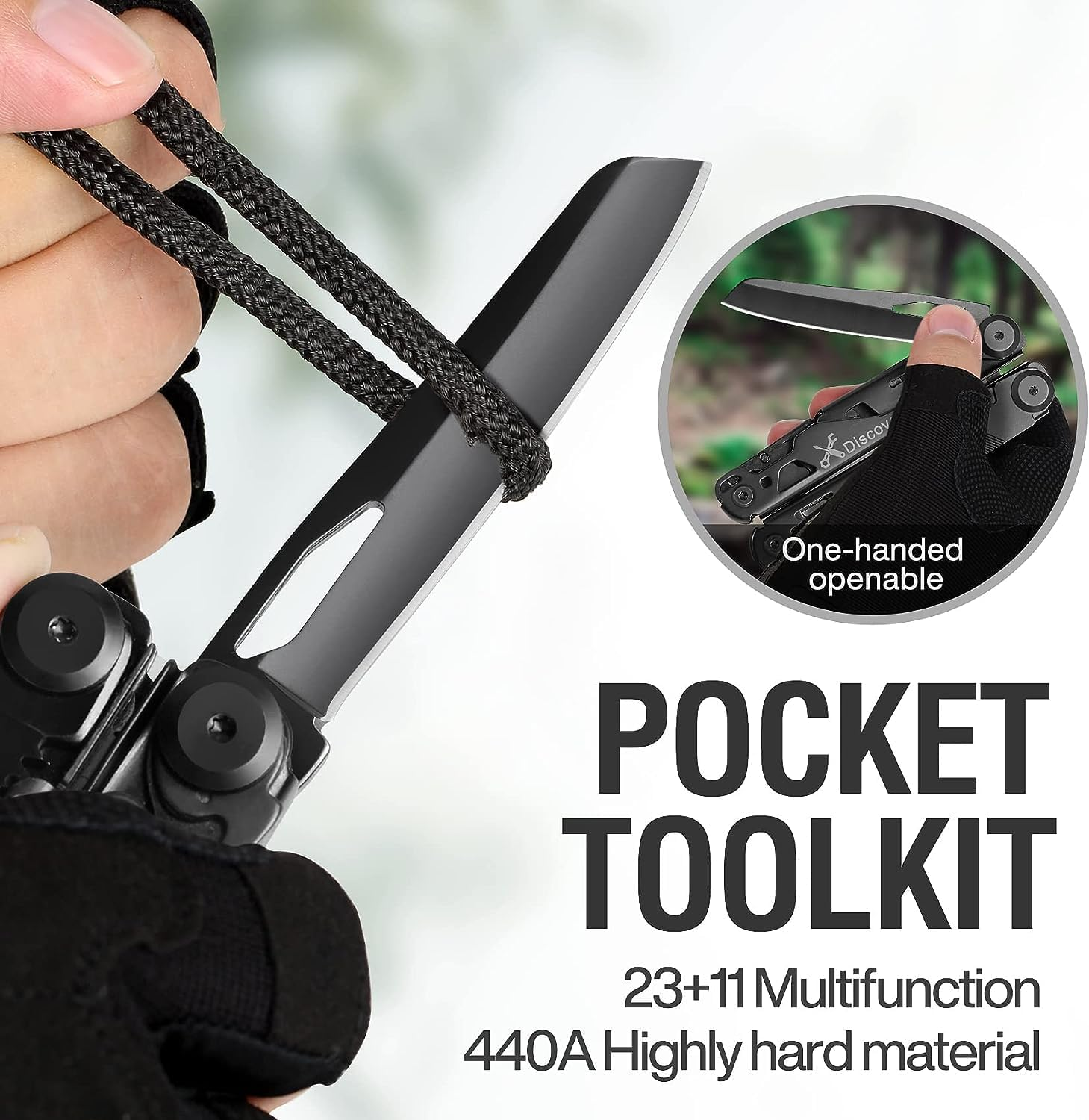 MIAOKE Multitool 23-In-1 Leatherman & Gerber Style, Premium Gift Box, Screwdrivers, Bottle Opener, Camping Knife & Pliers - Black Knight, Essential for Men image number 3