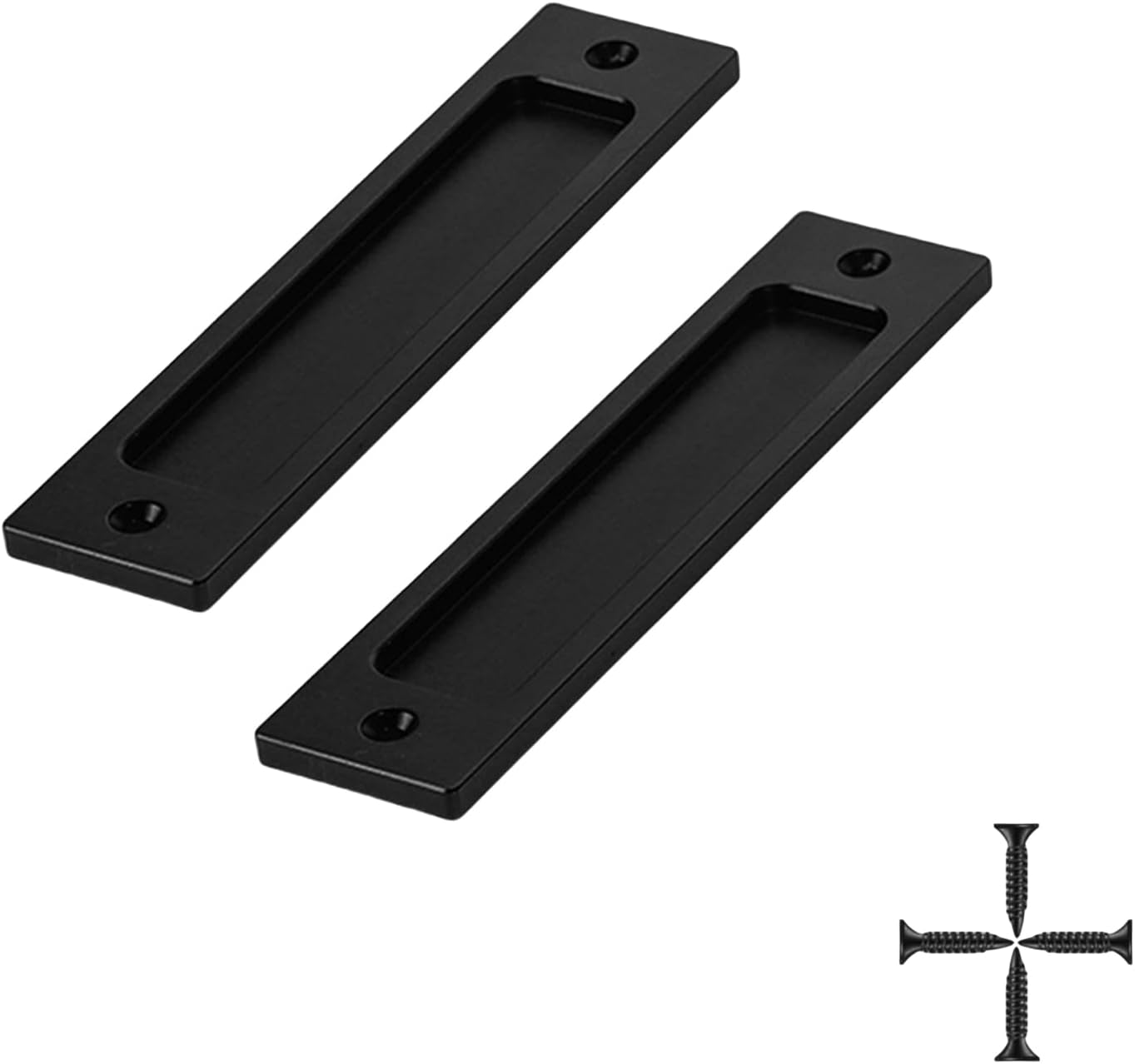 INCAUCA 2 Pack Barn Door Handles, 6 Inch Flush Door Pull, Recessed Door Handles, Sliding Closet Door Finger Pull, Rectangular Flat Plate for Pocket Door Drawer Cabinet Cupboard (Gray)