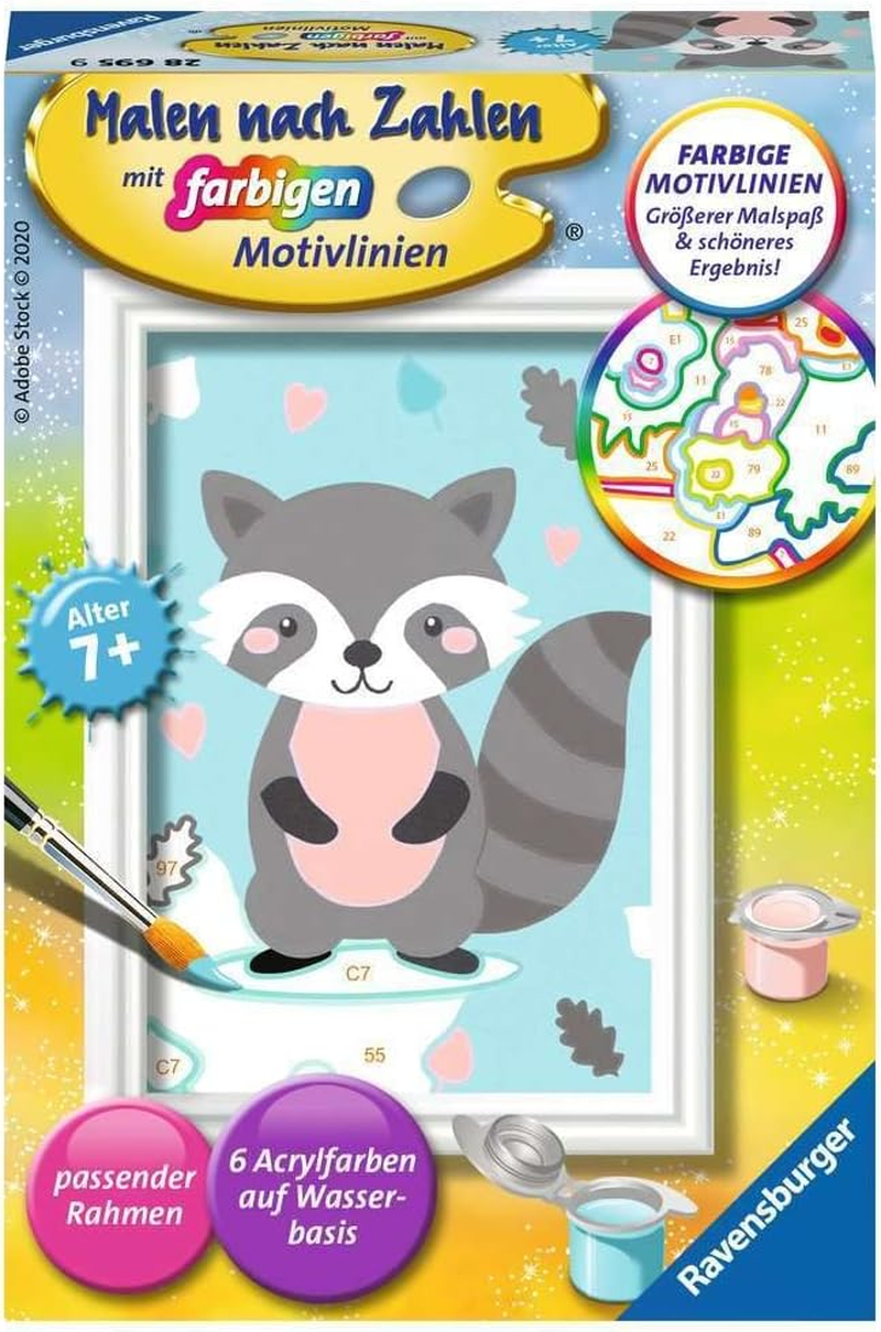 Ravensburger Malen Nach Zahlen 28695- S&uuml;&szlig;er Waschb&auml;r - Kinder Ab 7 Jahren image number 2