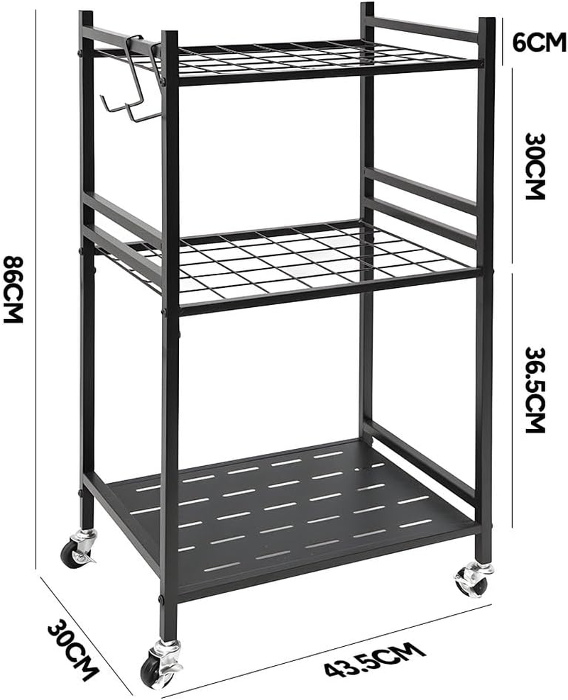 ALSTON Garden Tool Organizer Heavy-Duty Rolling Tool Tower Rack with Wheels and 4 Hooks Metal Shelf Storing Shovels Rakes Brooms Tools for Yard Garage Workshop image number 4