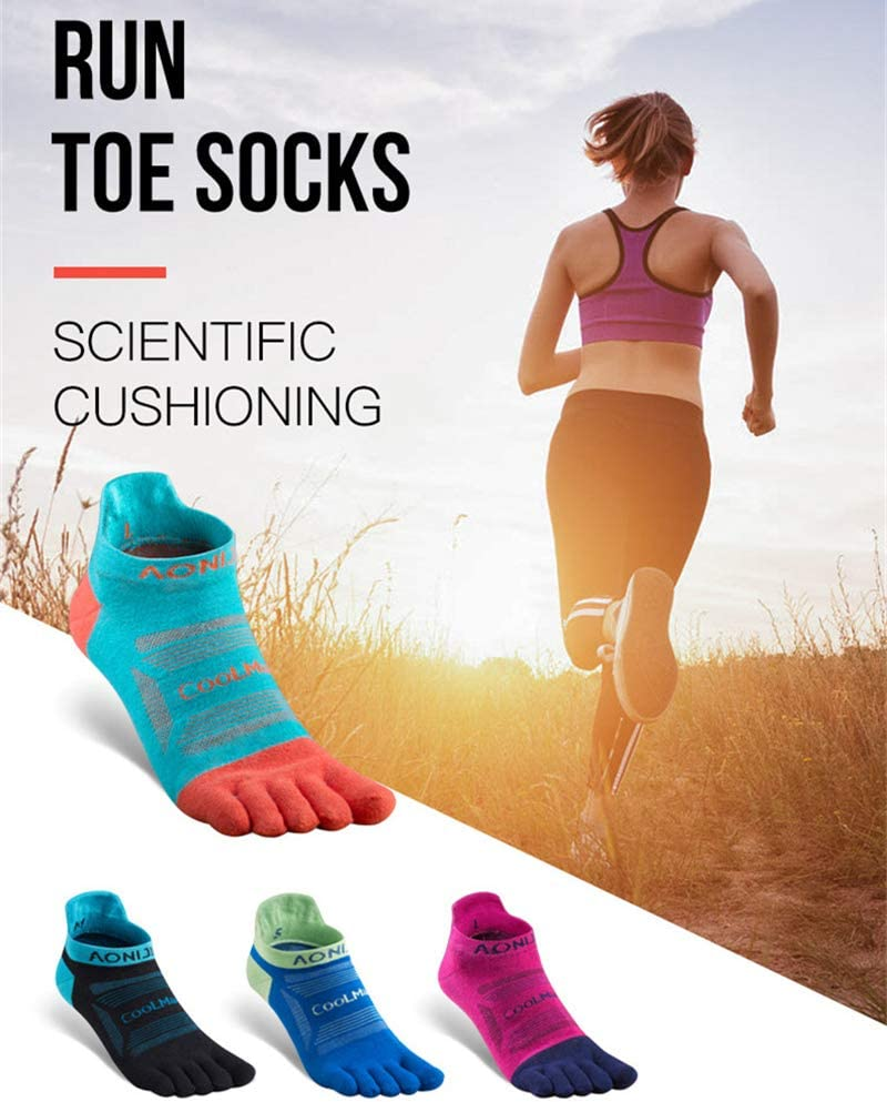 3 Pack Sports Low Cut Socks Men Women Toesocks Arch Support No Blister Five Finger Toe Socks image number 6