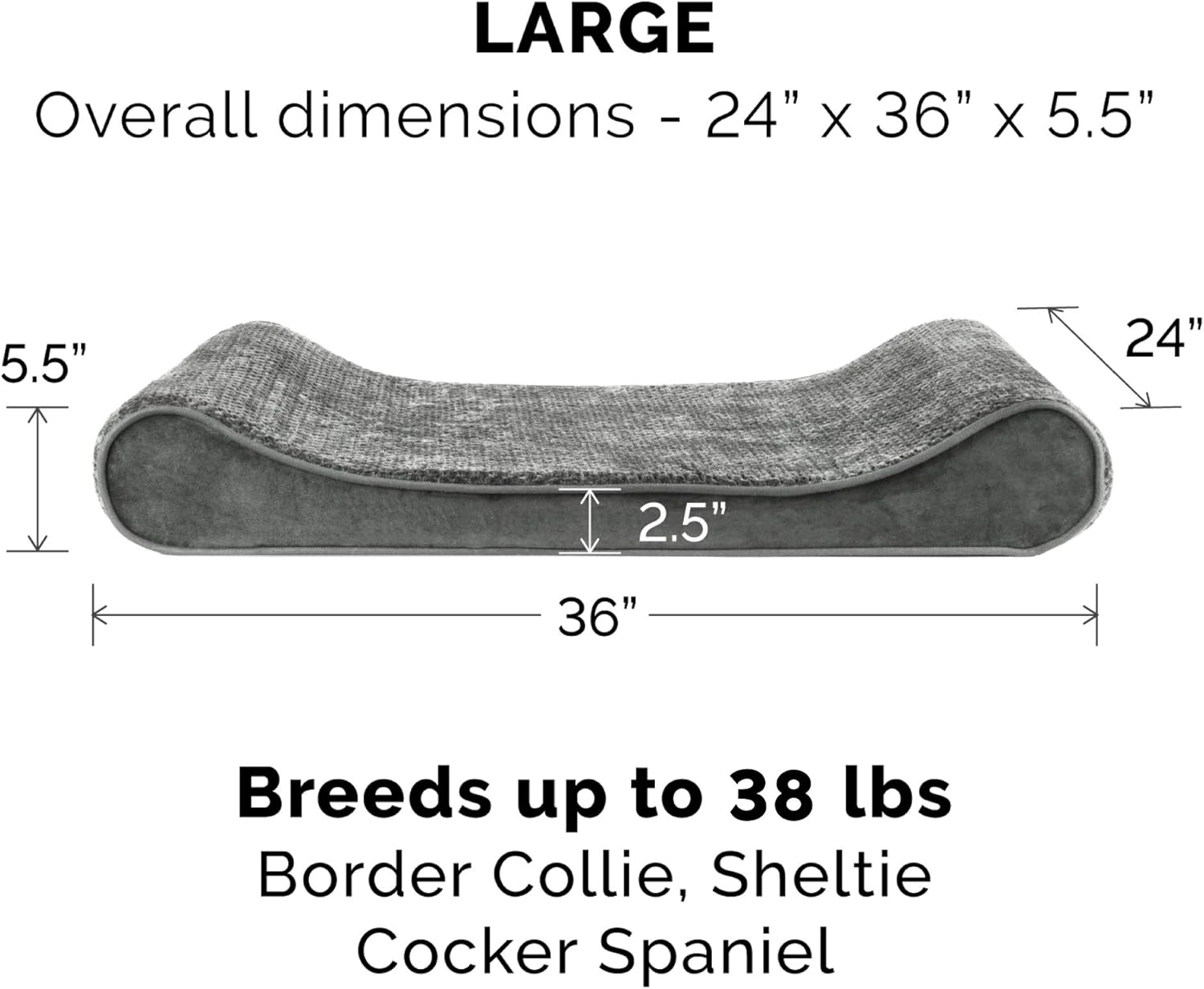 Furhaven Pet Dog Bed - Memory Foam Minky Plush and Velvet Ergonomic Luxe Lounger Cradle Mattress Contour Pet Bed with Removable Cover for Dogs and Cats, Gray, Large image number 3